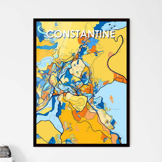 CONSTANTINE ALGERIA Vibrant Colorful Art Map Poster Blue Orange