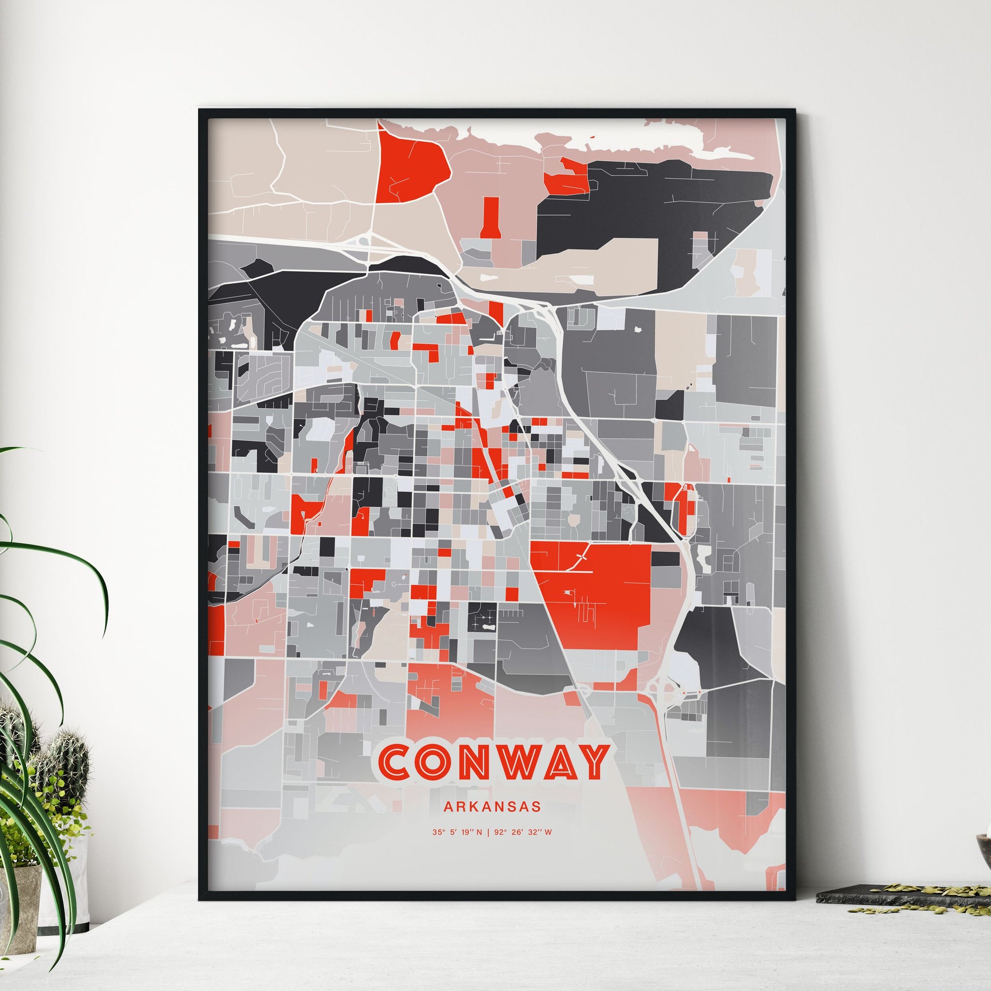 Colorful Conway Arkansas Fine Art Map Modern Expressive