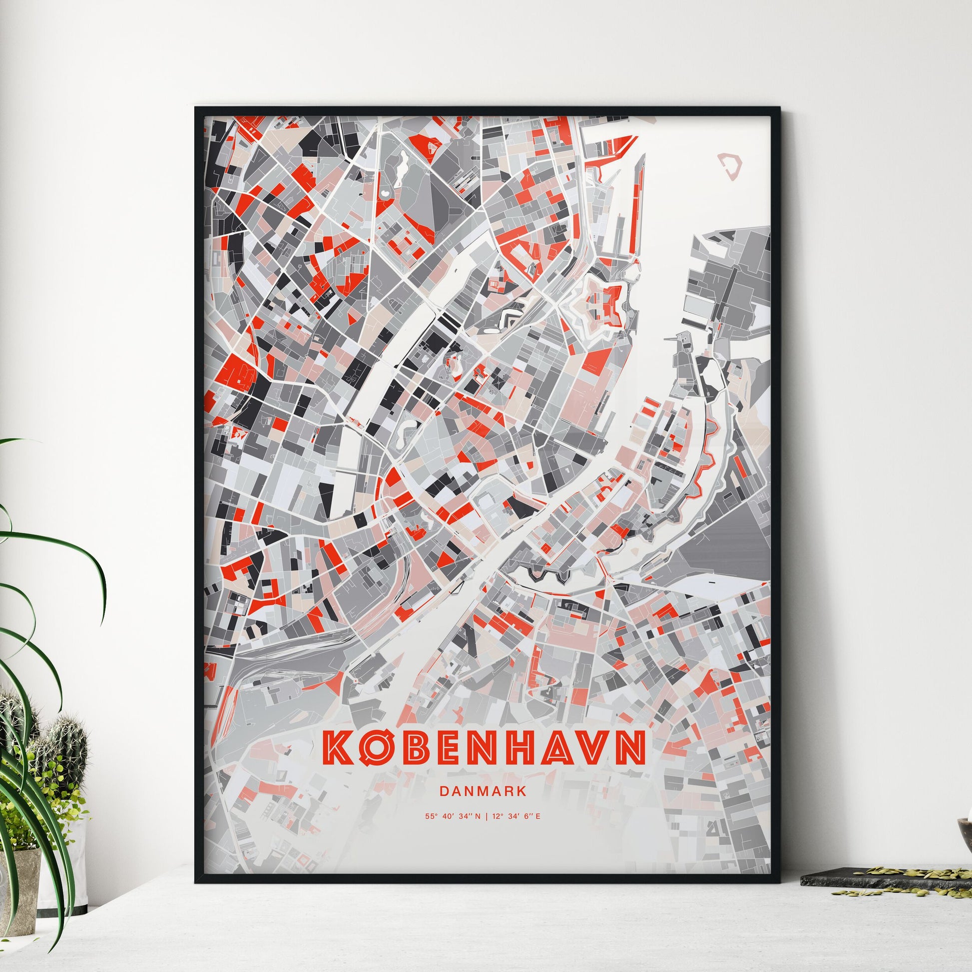 Colorful Copenhagen Denmark Fine Art Map Modern Expressive