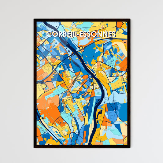 CORBEIL-ESSONNES FRANCE Vibrant Colorful Art Map Poster Blue Orange