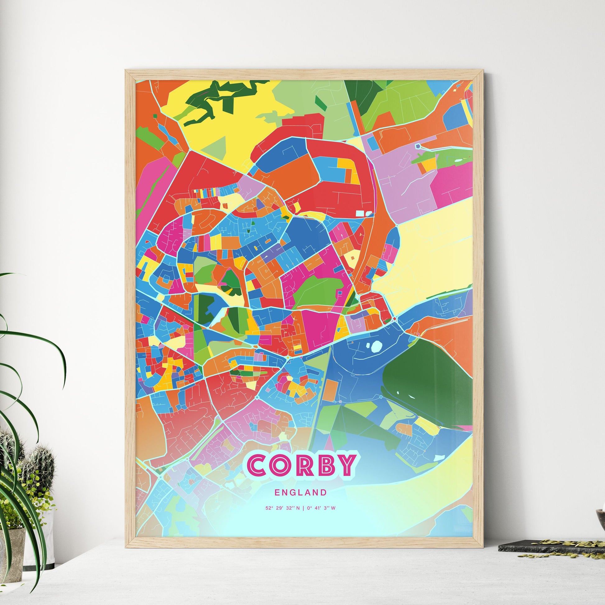 Colorful Corby England Fine Art Map Crazy Colors