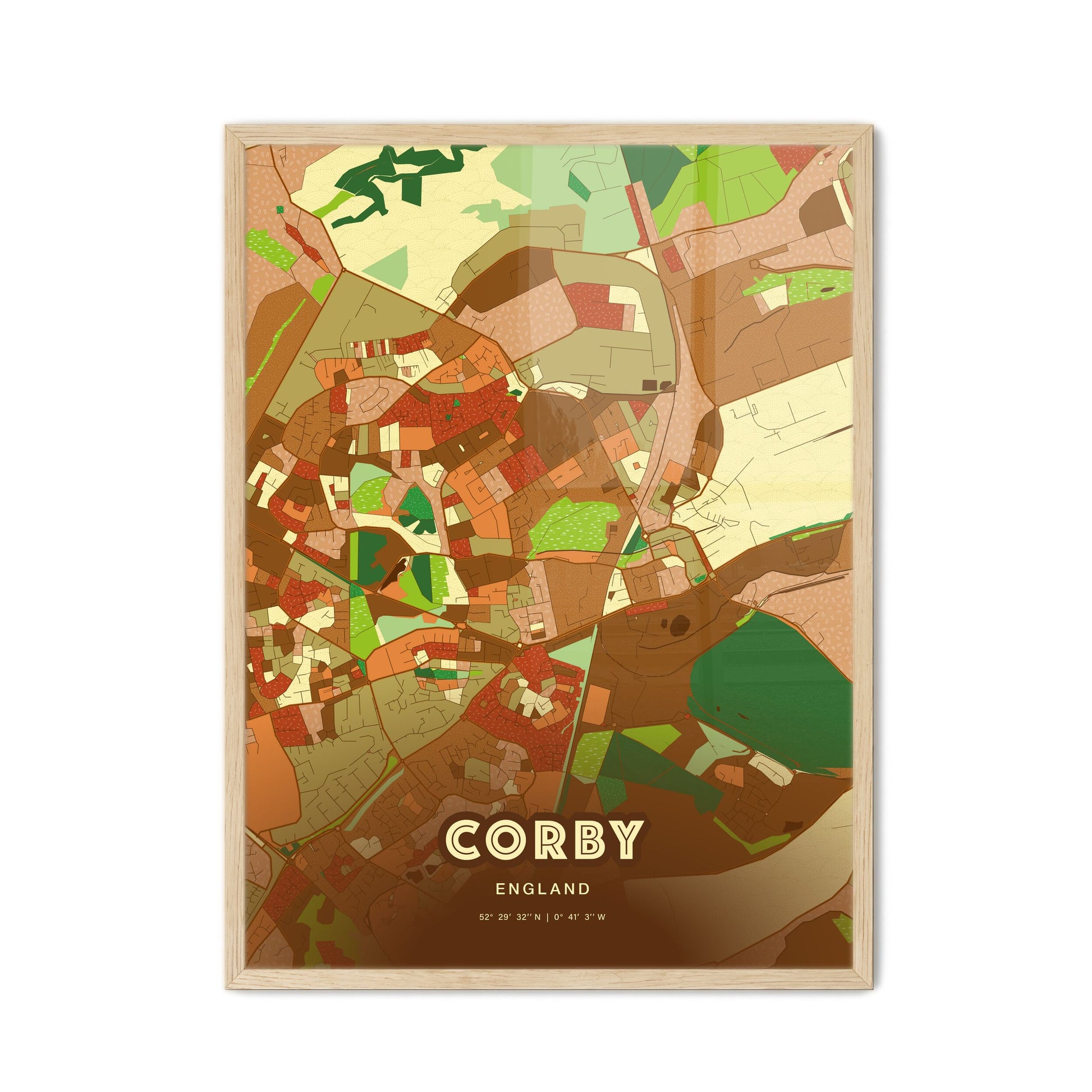 Colorful Corby England Fine Art Map Farmhouse