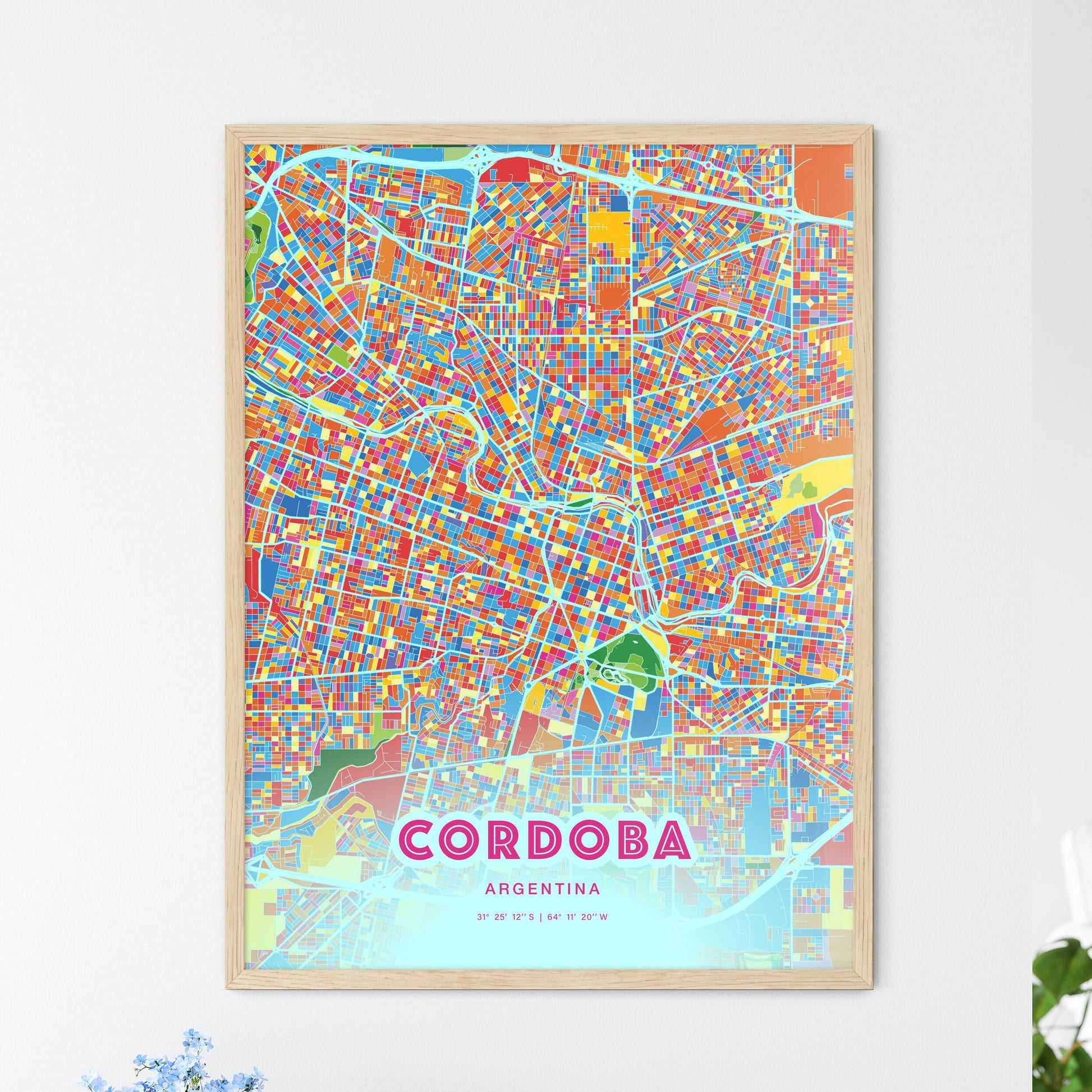 Colorful Cordoba Argentina Fine Art Map Crazy Colors