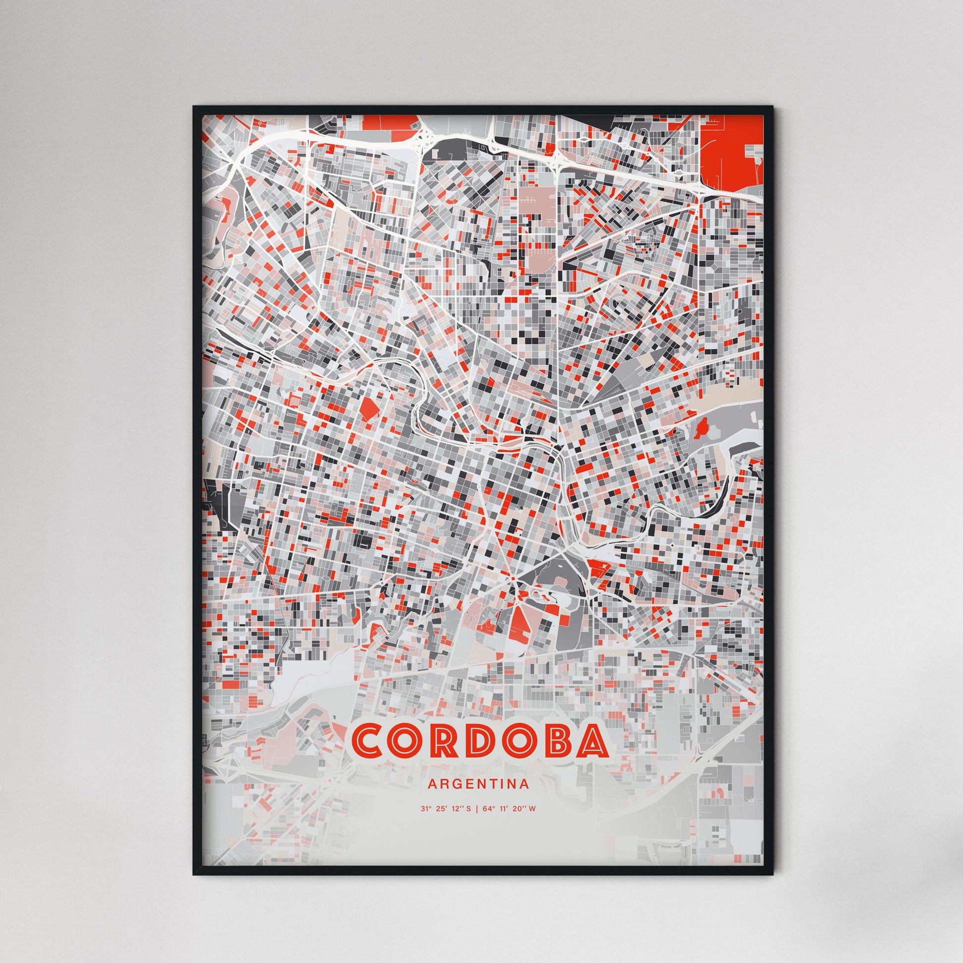 Colorful Cordoba Argentina Fine Art Map Modern Expressive