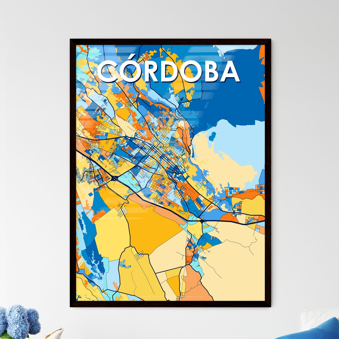CÓRDOBA MEXICO Vibrant Colorful Art Map Poster Blue Orange