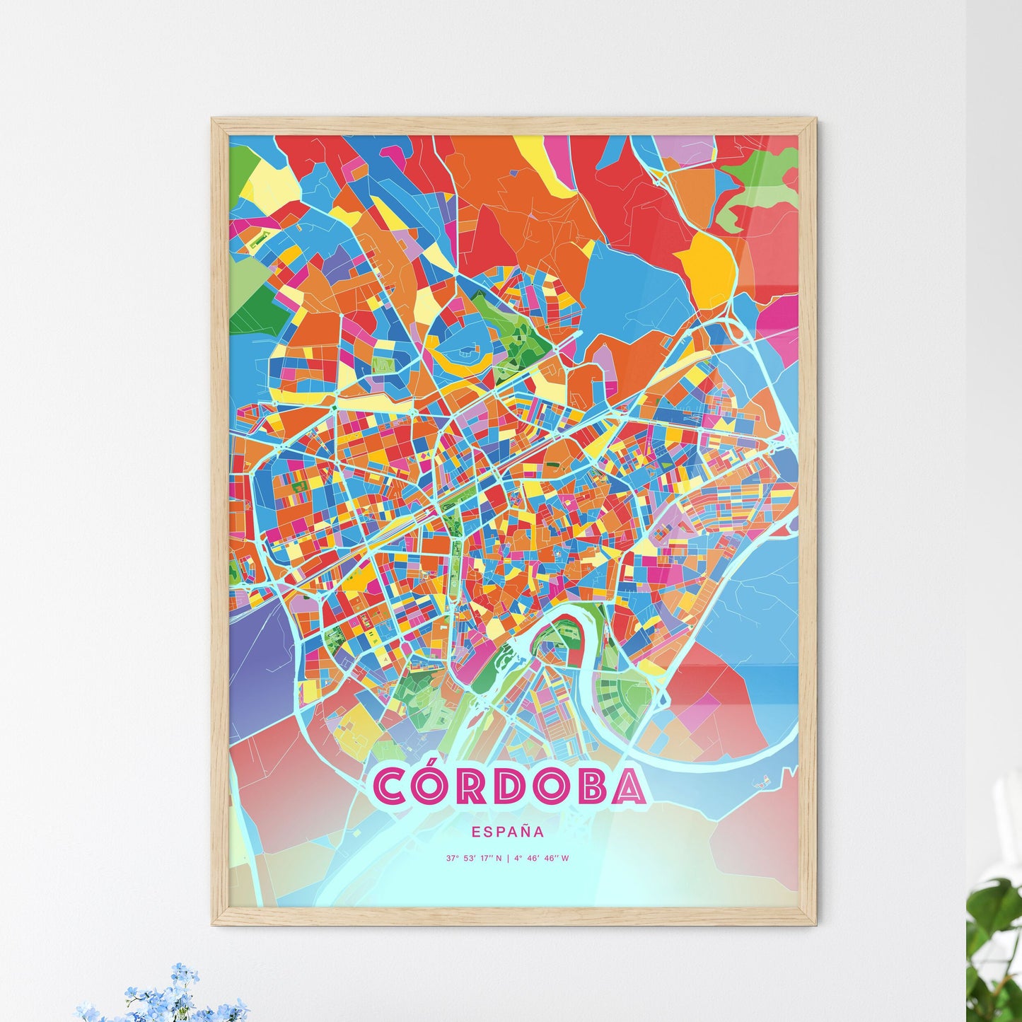 Colorful Córdoba Spain Fine Art Map Crazy Colors