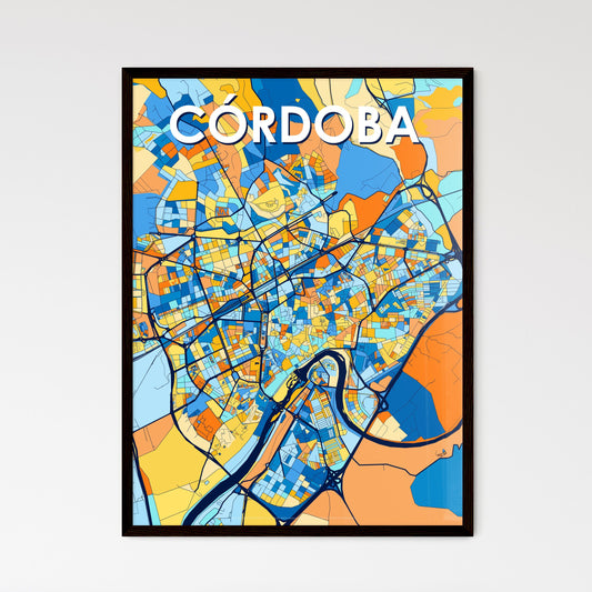 CÓRDOBA SPAIN Vibrant Colorful Art Map Poster Blue Orange