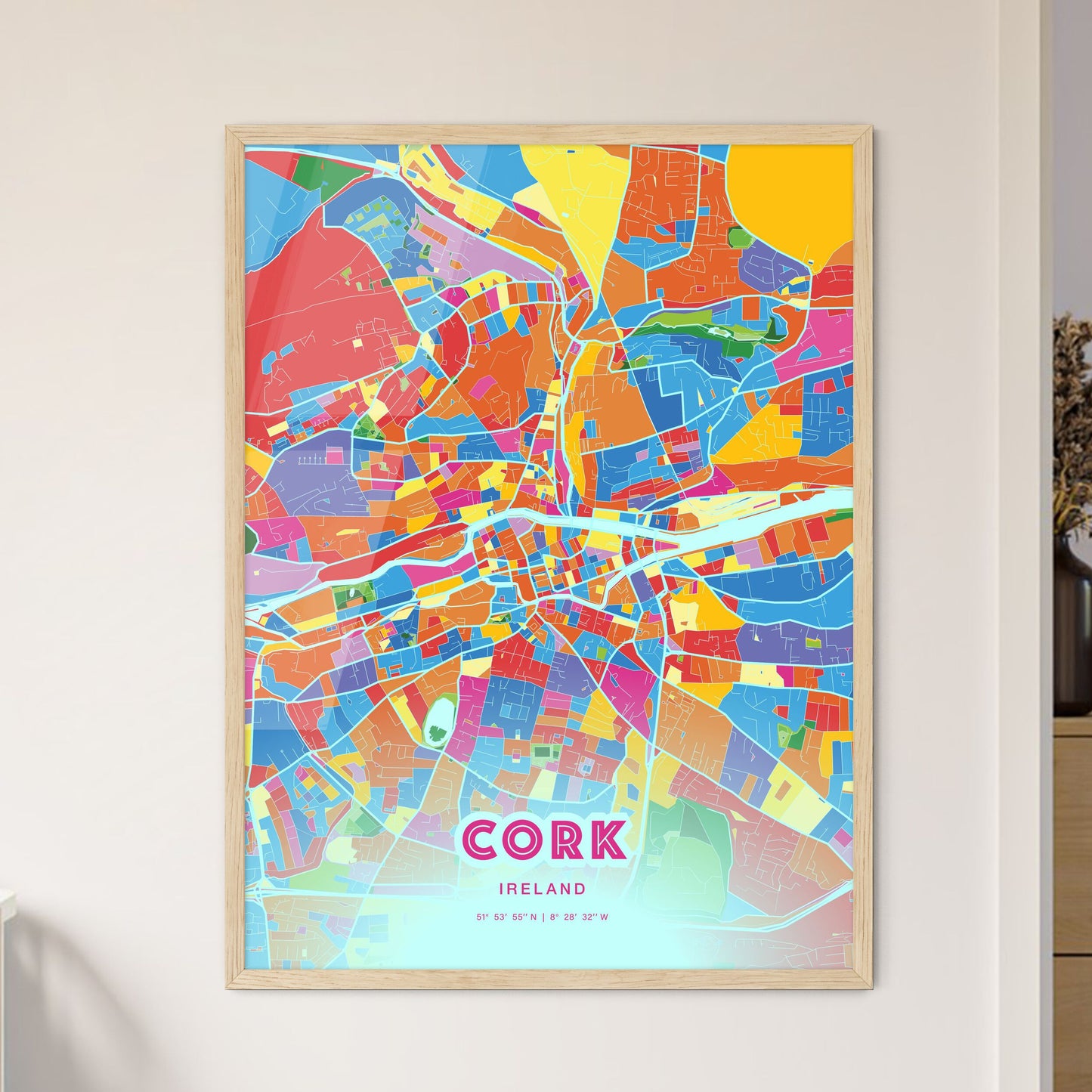 Colorful Cork Ireland Fine Art Map Crazy Colors