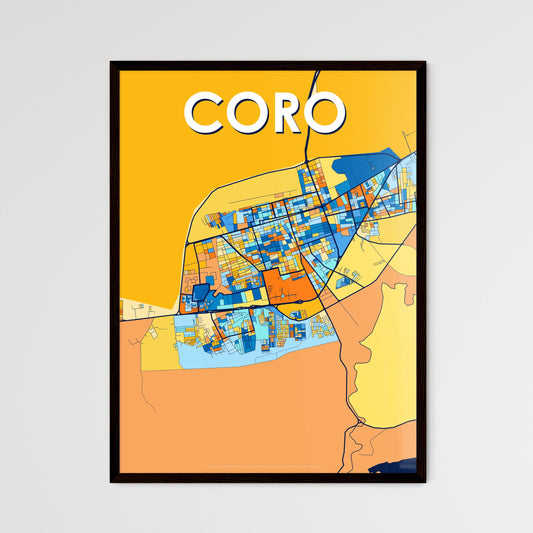 CORO VENEZUELA Vibrant Colorful Art Map Poster Blue Orange