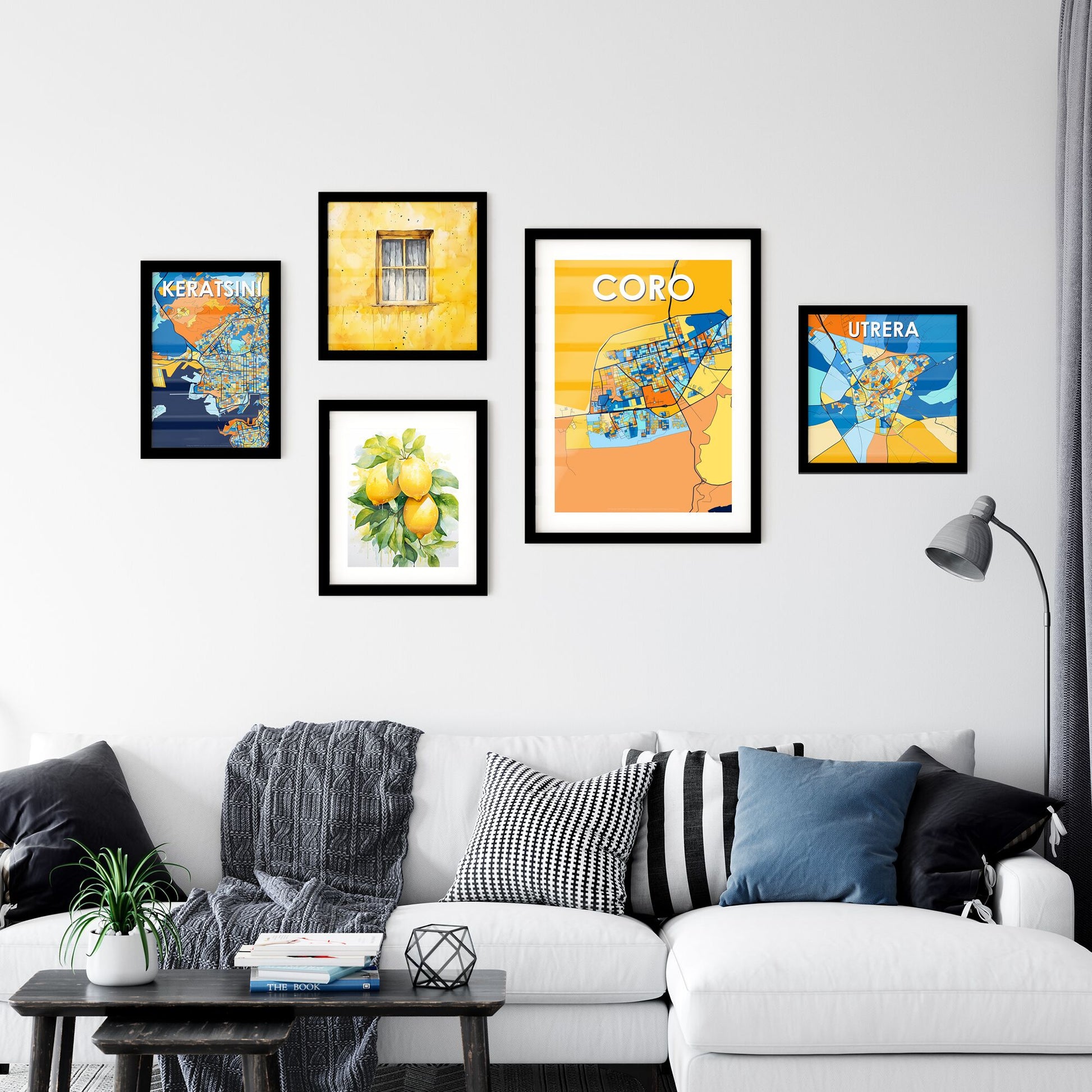 CORO VENEZUELA Vibrant Colorful Art Map Poster Blue Orange