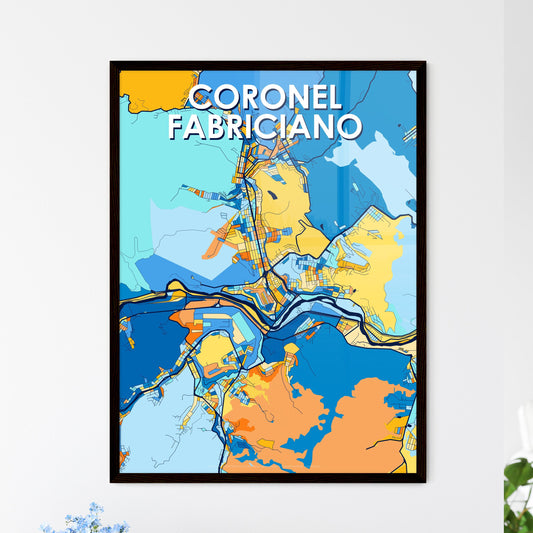 CORONEL FABRICIANO BRAZIL Vibrant Colorful Art Map Poster Blue Orange