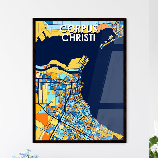 CORPUS CHRISTI TEXAS Vibrant Colorful Art Map Poster Blue Orange