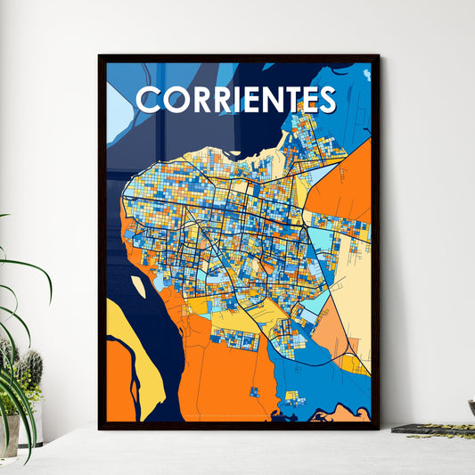 CORRIENTES ARGENTINA Vibrant Colorful Art Map Poster Blue Orange