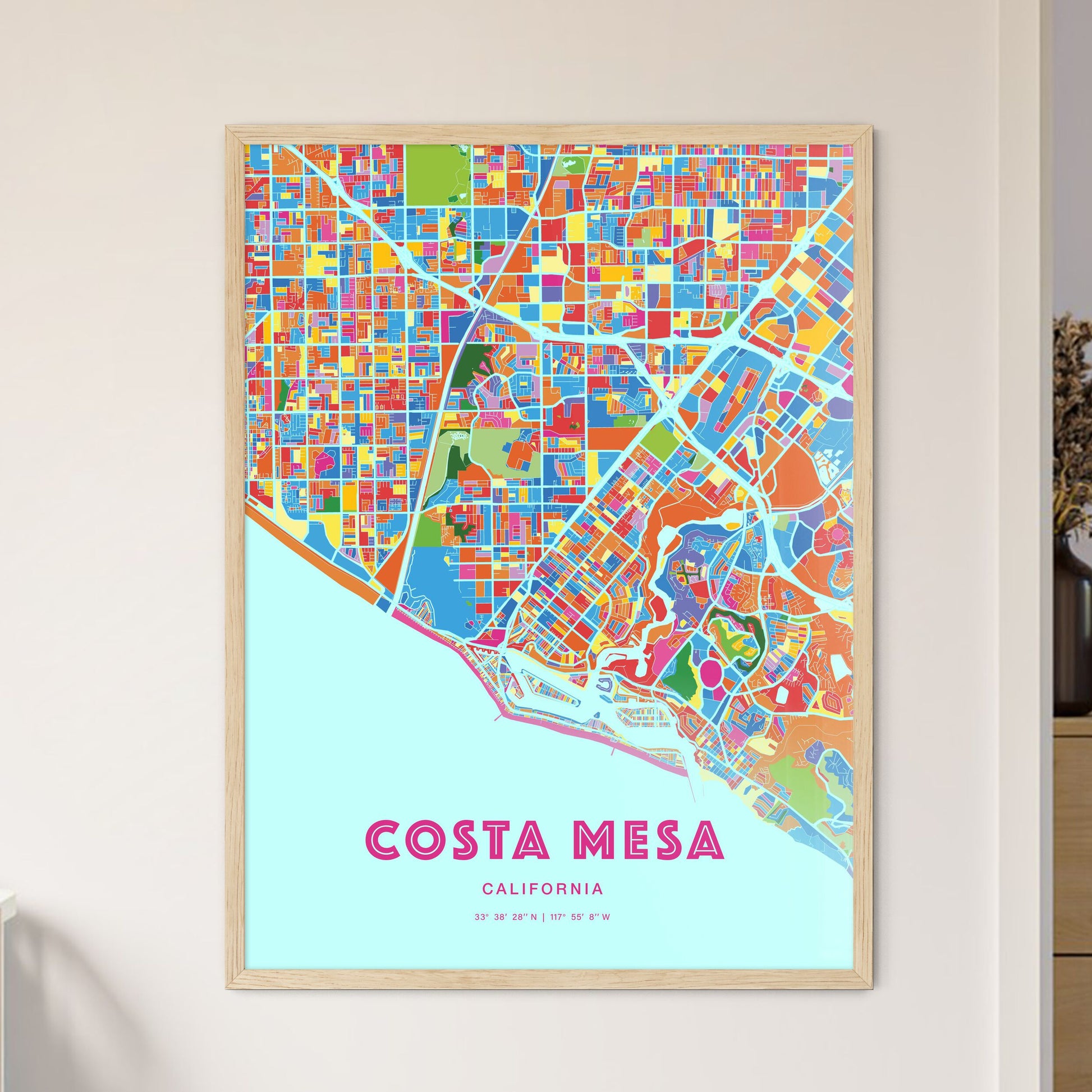 Colorful Costa Mesa California Fine Art Map Crazy Colors