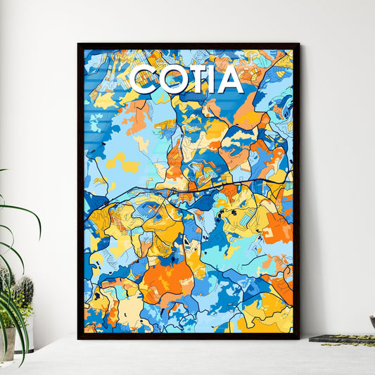 COTIA BRAZIL Vibrant Colorful Art Map Poster Blue Orange