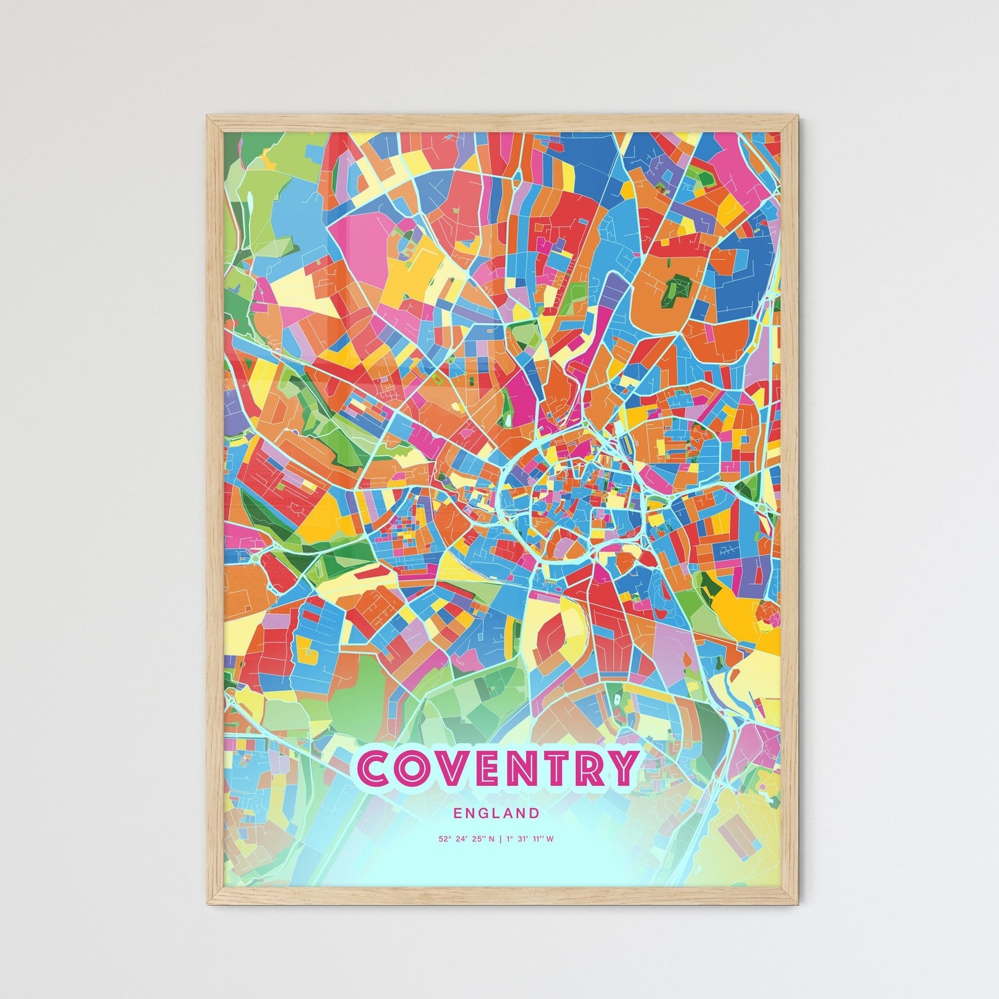 Colorful Coventry England Fine Art Map Crazy Colors