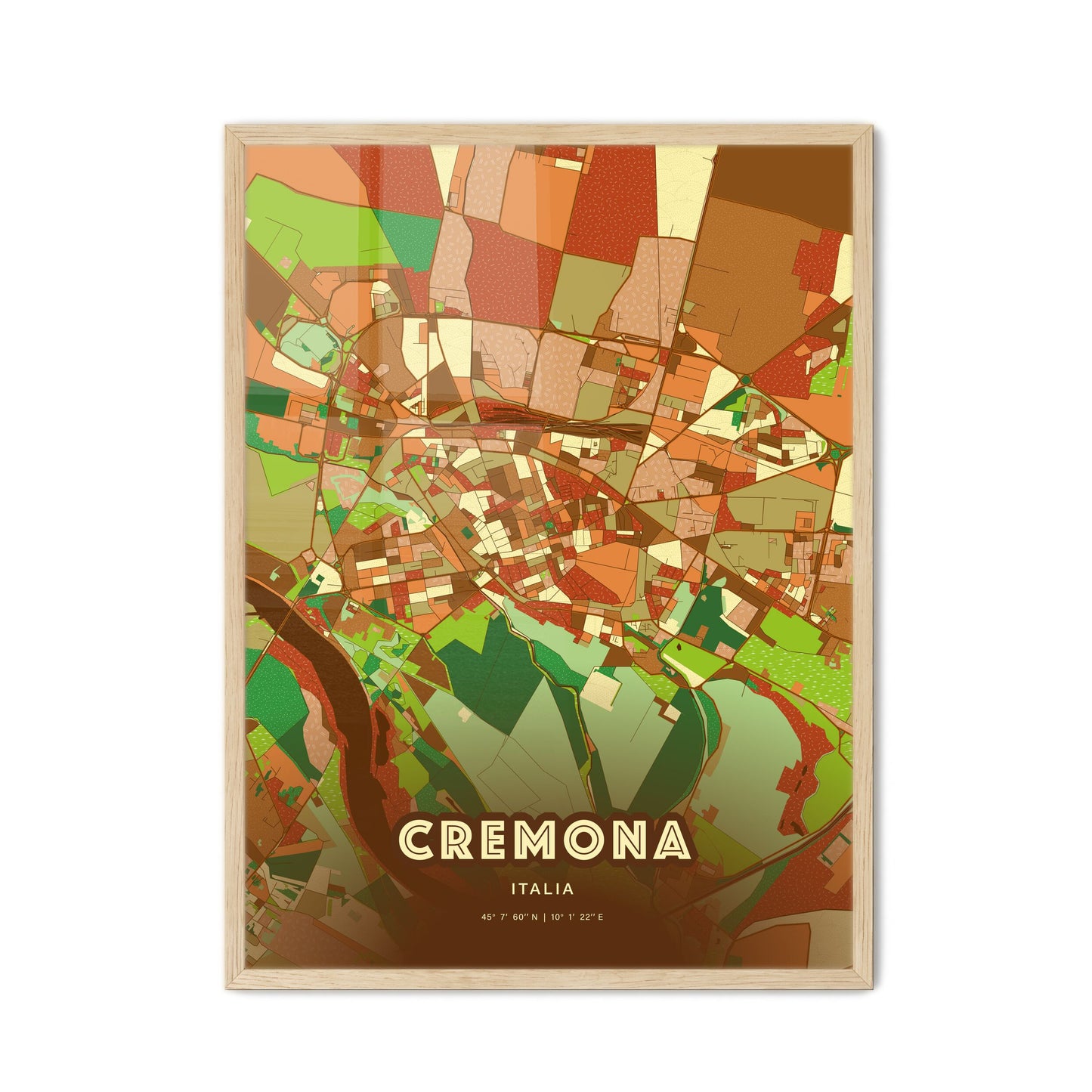 Colorful Cremona Italy Fine Art Map Farmhouse