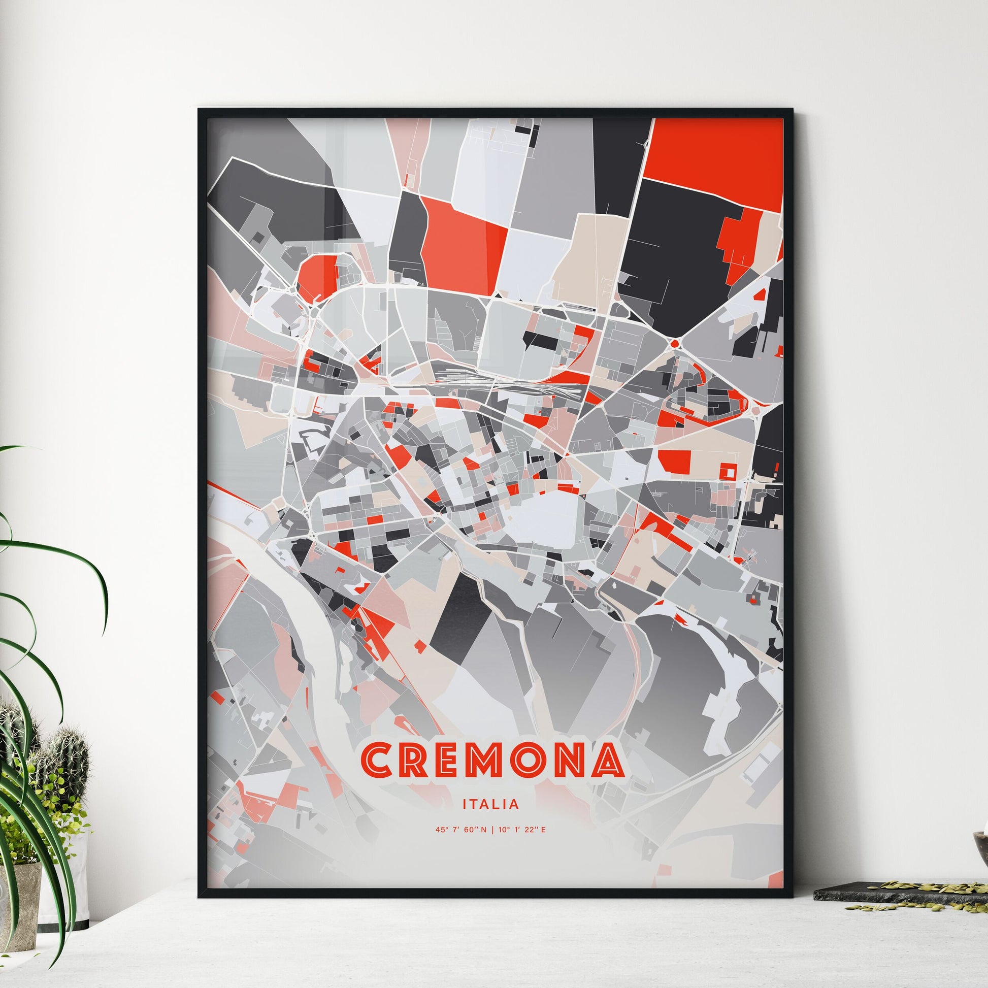Colorful Cremona Italy Fine Art Map Modern Expressive