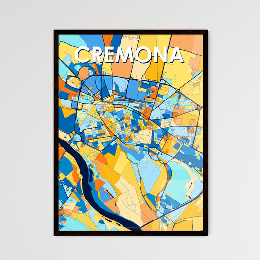 CREMONA ITALY Vibrant Colorful Art Map Poster Blue Orange