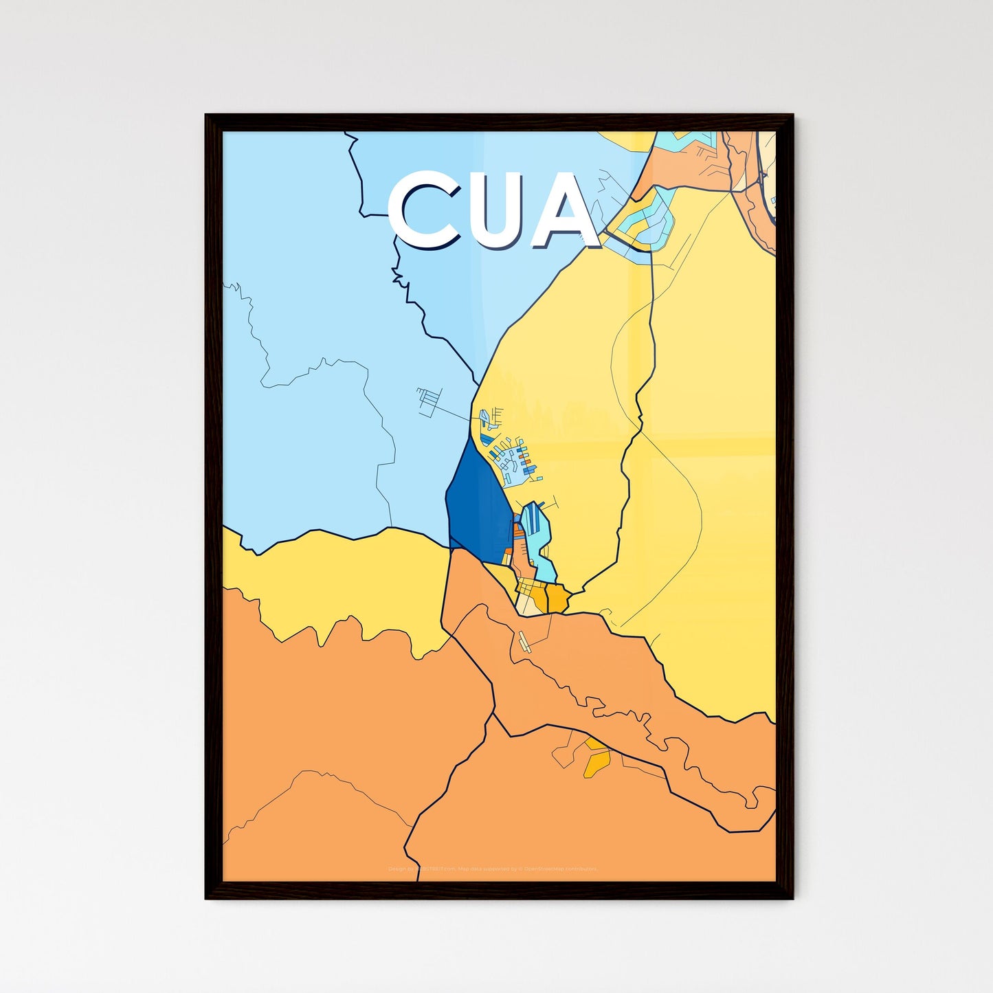 CUA VENEZUELA Vibrant Colorful Art Map Poster Blue Orange