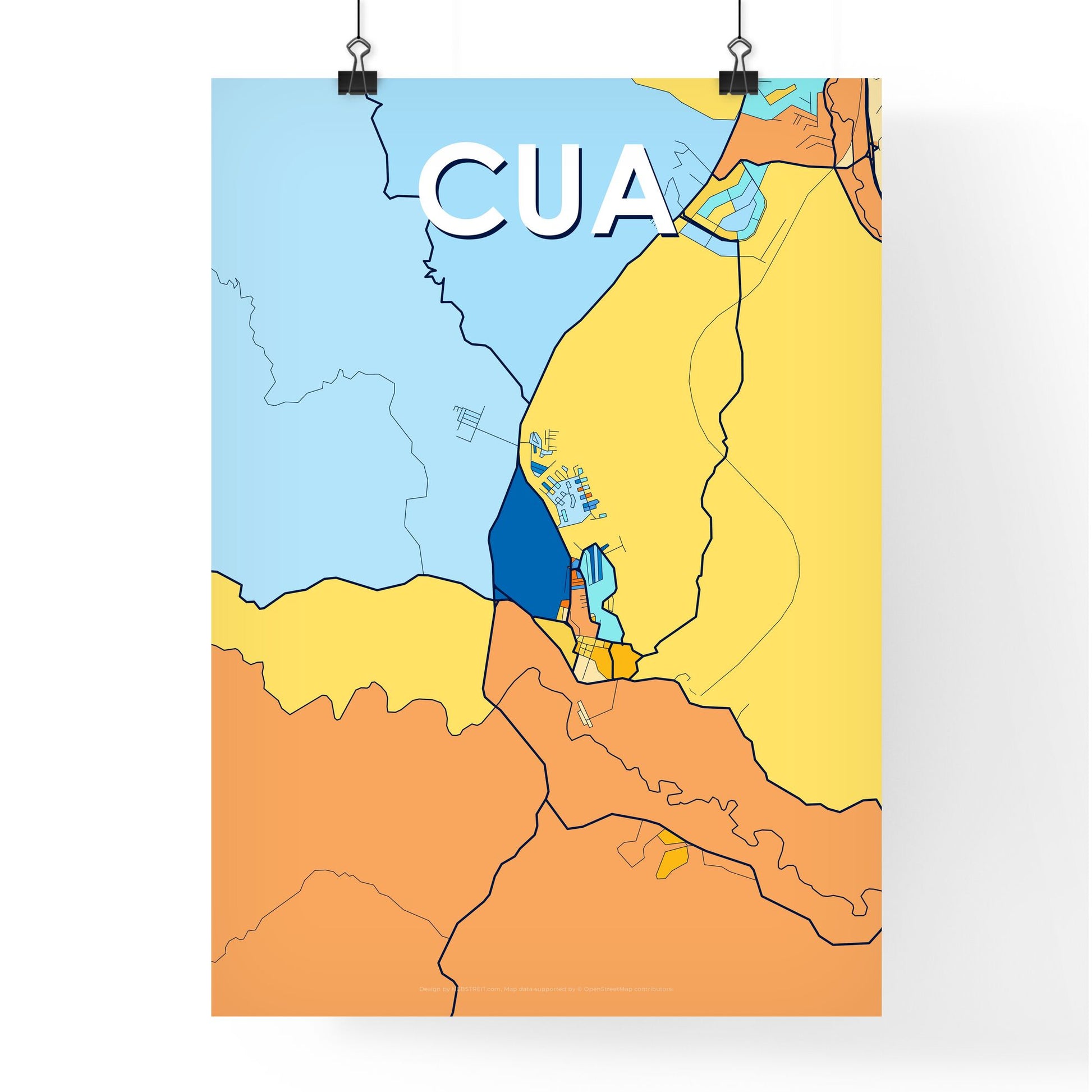 CUA VENEZUELA Vibrant Colorful Art Map Poster Blue Orange