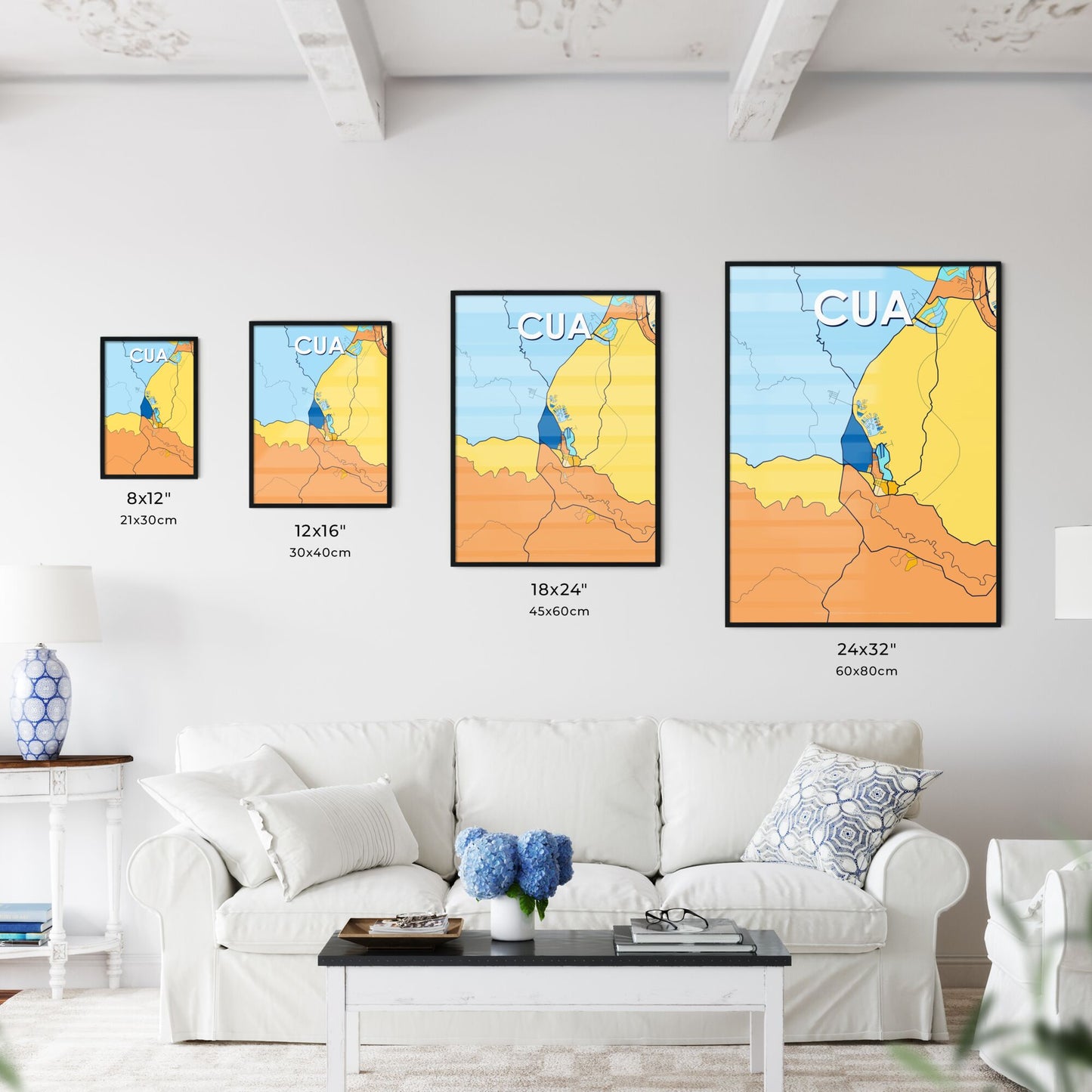 CUA VENEZUELA Vibrant Colorful Art Map Poster Blue Orange