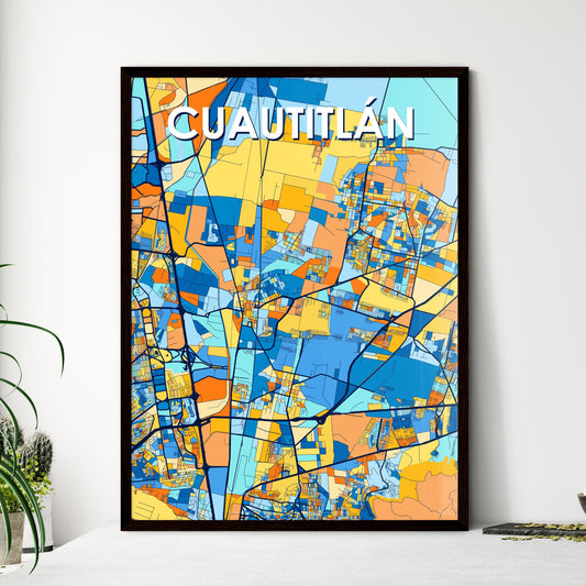 CUAUTITLÁN MEXICO Vibrant Colorful Art Map Poster Blue Orange