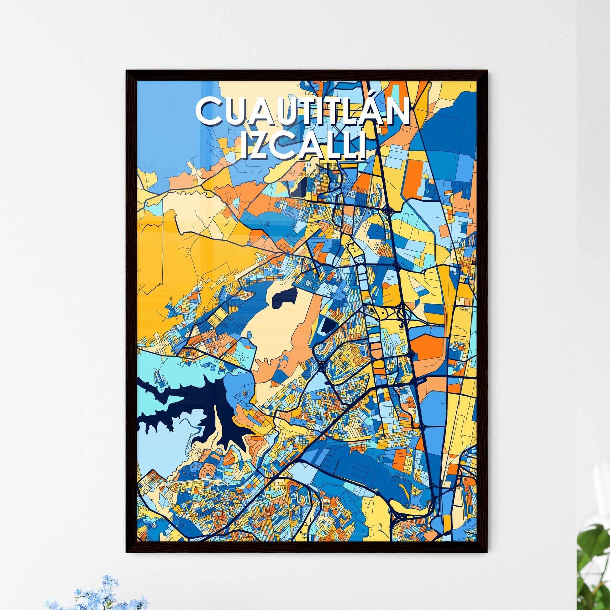 CUAUTITLÁN IZCALLI MEXICO Vibrant Colorful Art Map Poster Blue Orange