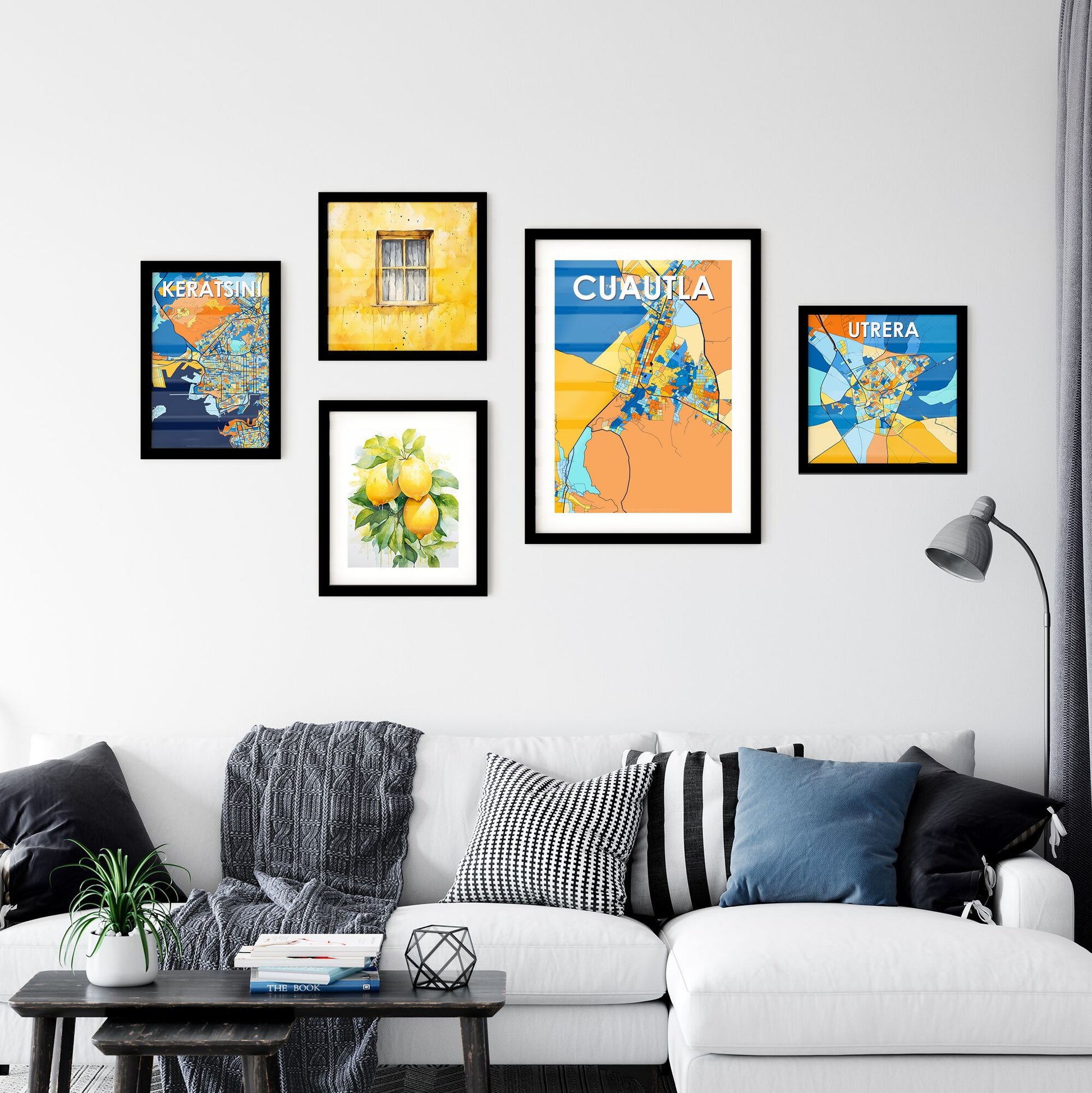 CUAUTLA MEXICO Vibrant Colorful Art Map Poster Blue Orange