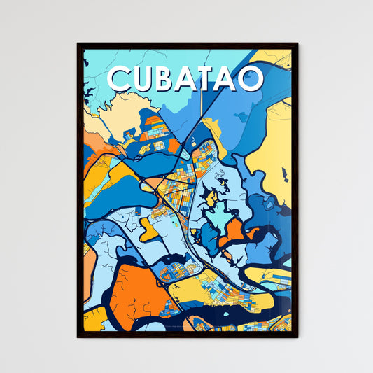 CUBATAO BRAZIL Vibrant Colorful Art Map Poster Blue Orange