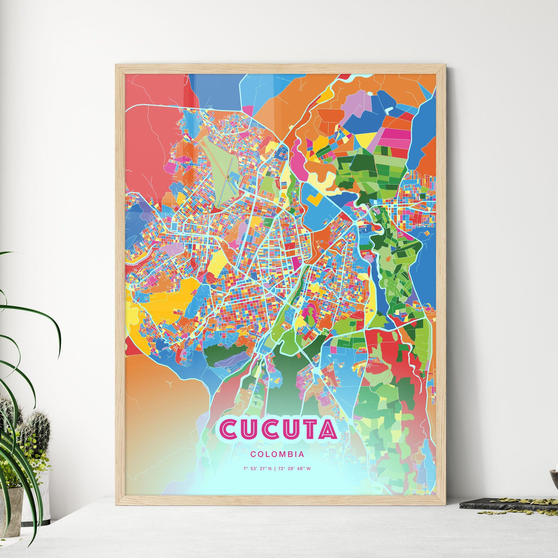 Colorful Cucuta Colombia Fine Art Map Crazy Colors