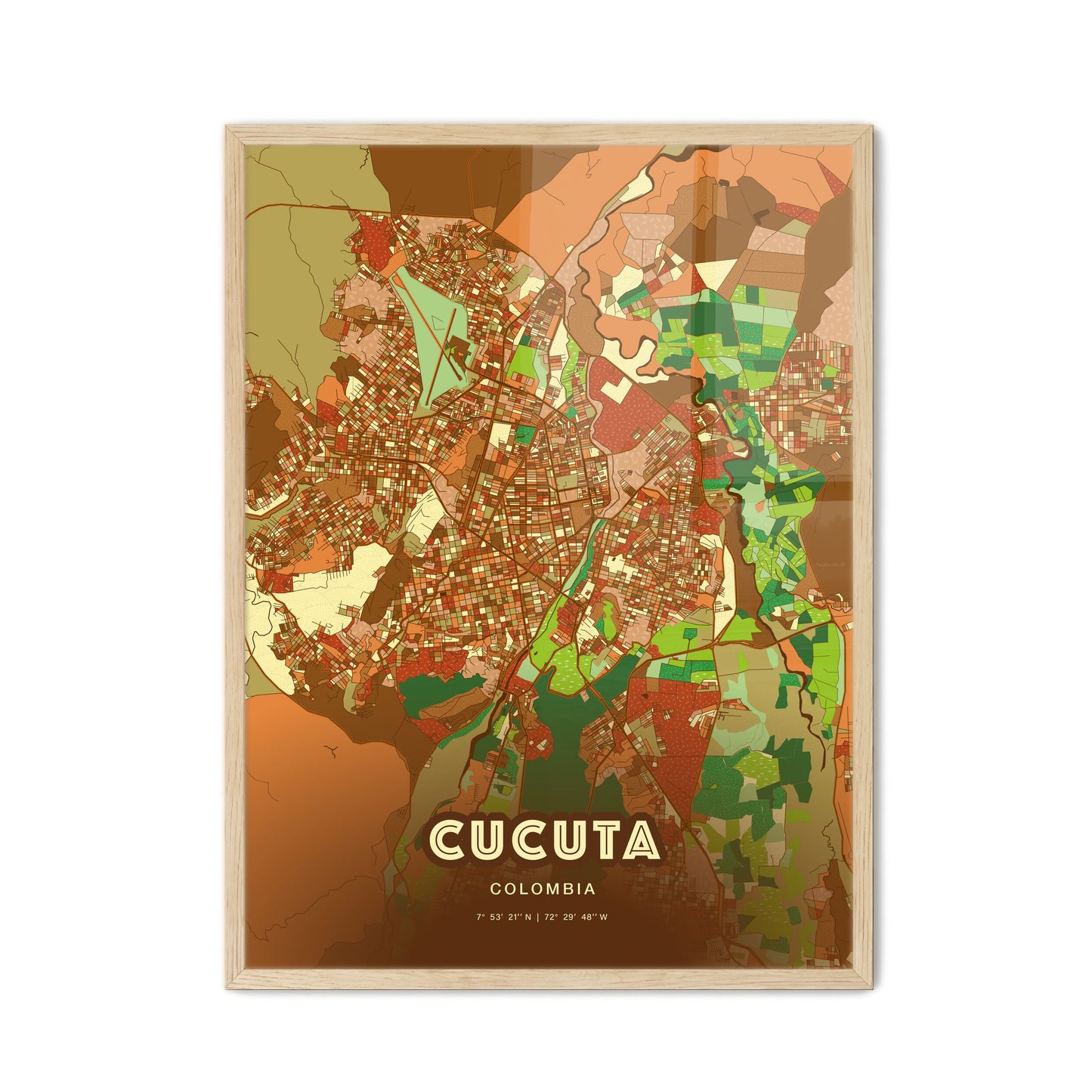 Colorful Cucuta Colombia Fine Art Map Farmhouse