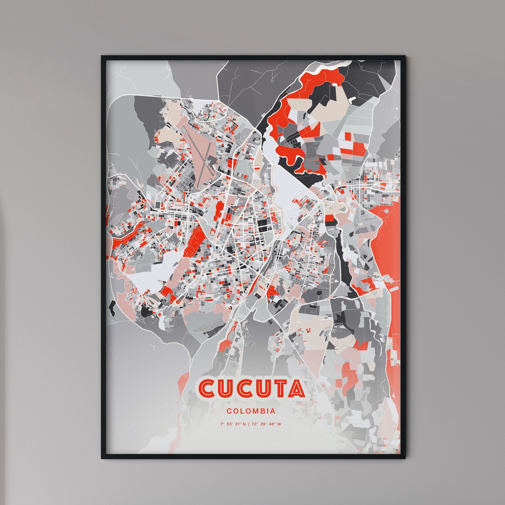 Colorful Cucuta Colombia Fine Art Map Modern Expressive