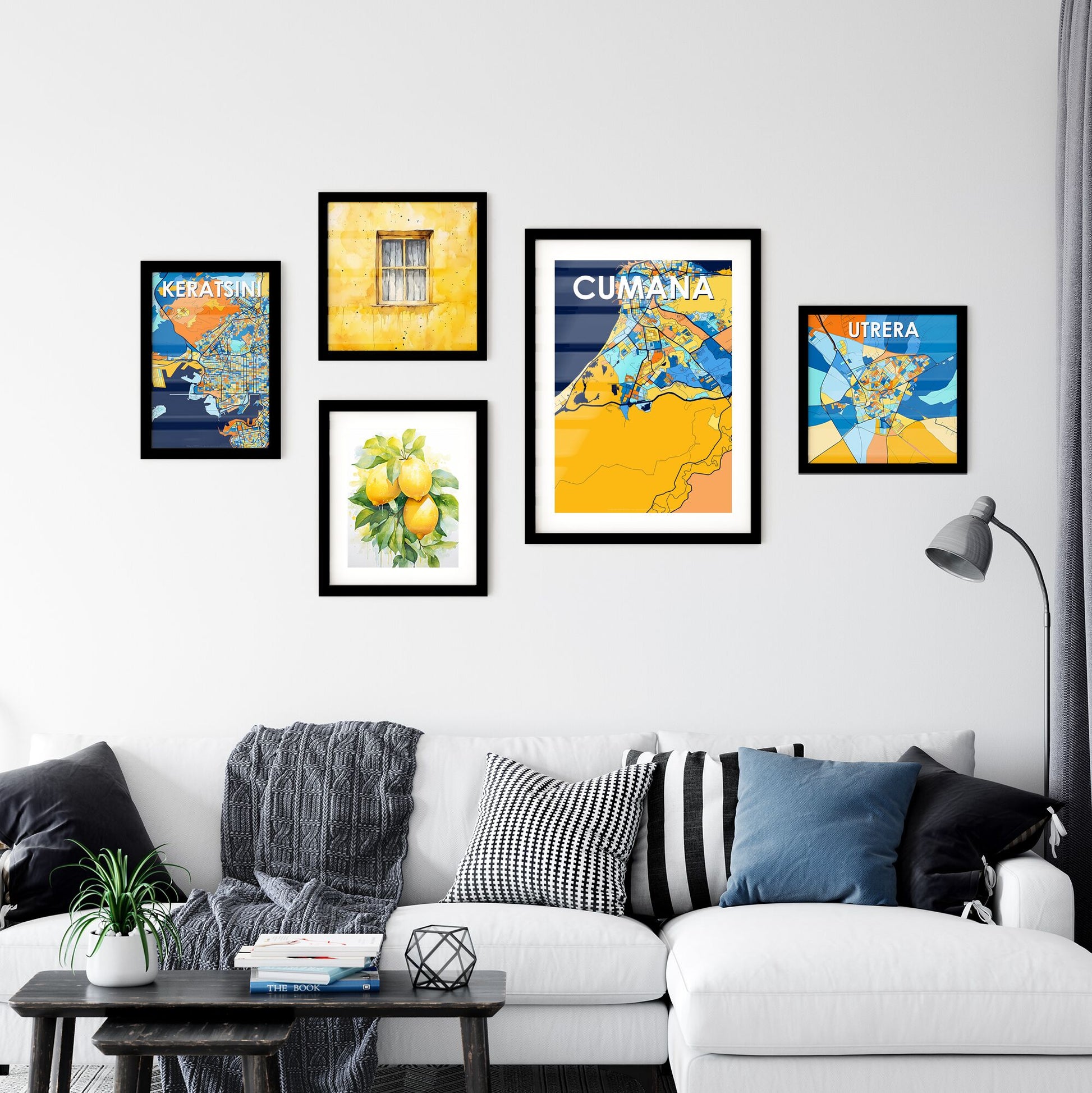 CUMANA VENEZUELA Vibrant Colorful Art Map Poster Blue Orange