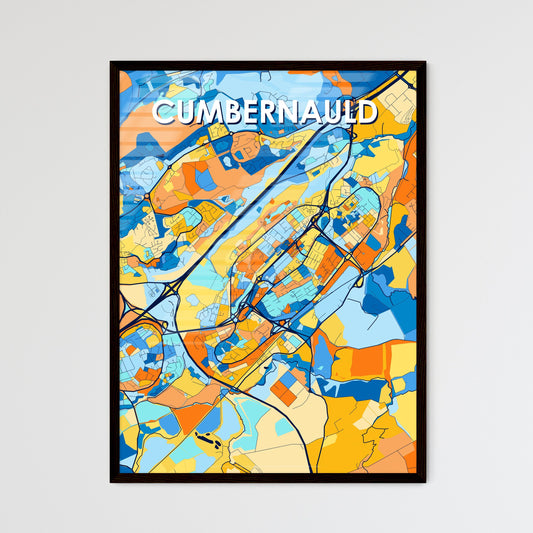 CUMBERNAULD SCOTLAND Vibrant Colorful Art Map Poster Blue Orange