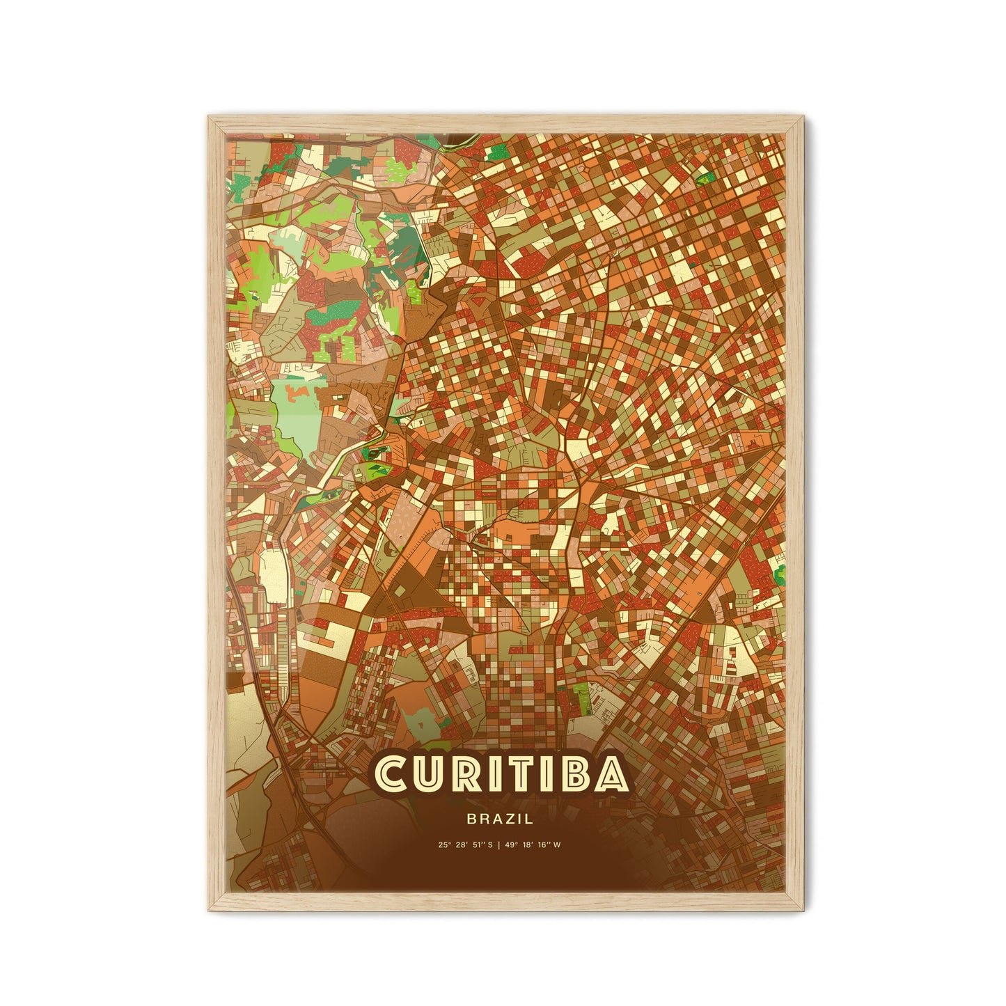 Colorful Curitiba Brazil Fine Art Map Farmhouse