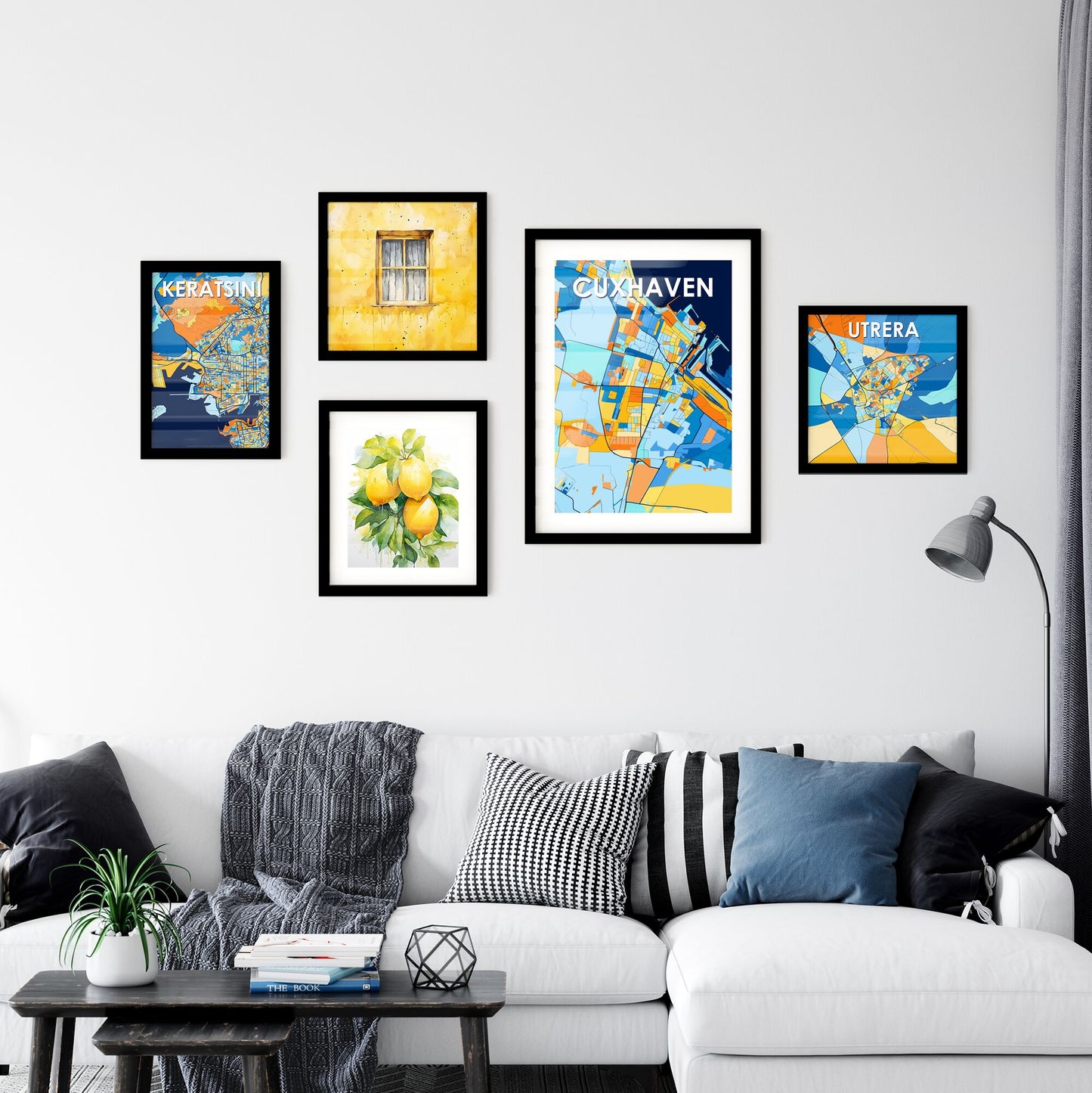 CUXHAVEN GERMANY Vibrant Colorful Art Map Poster Blue Orange