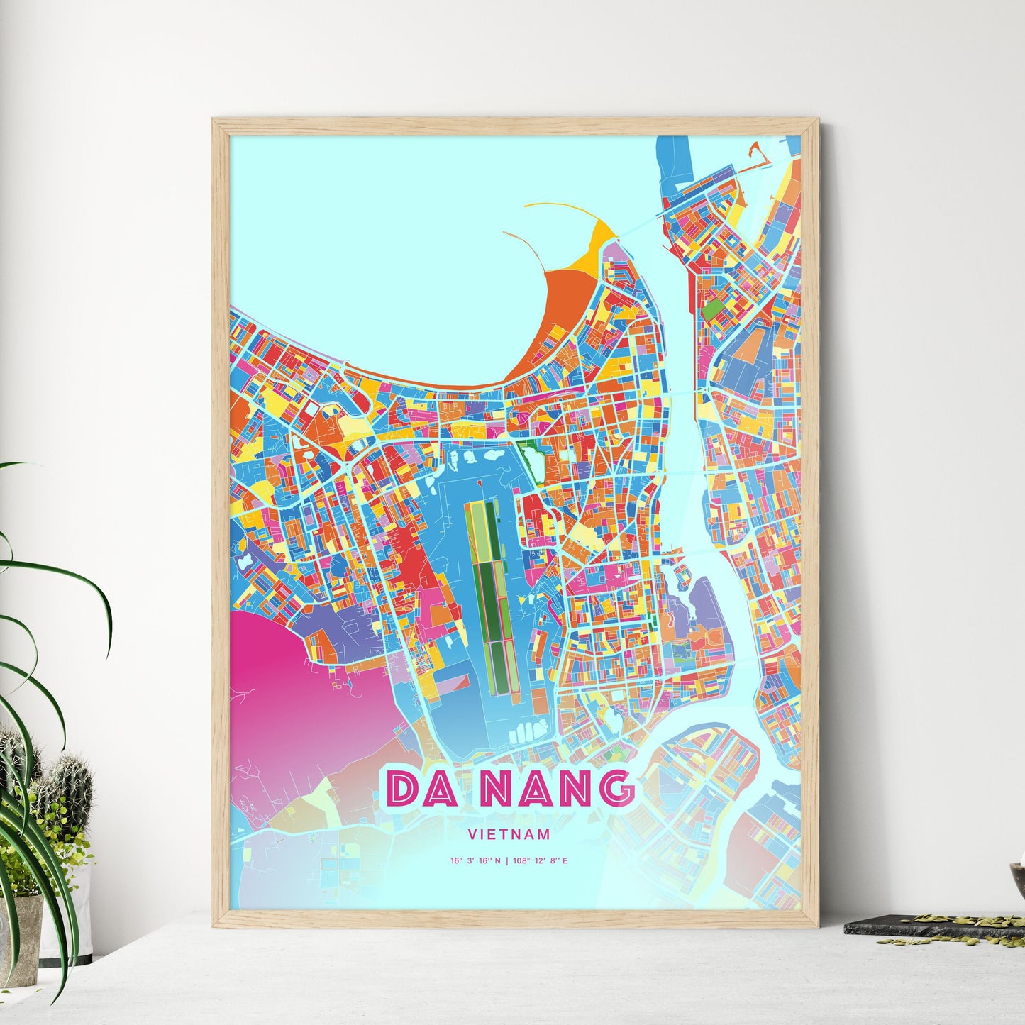 Colorful Da Nang Vietnam Fine Art Map Crazy Colors