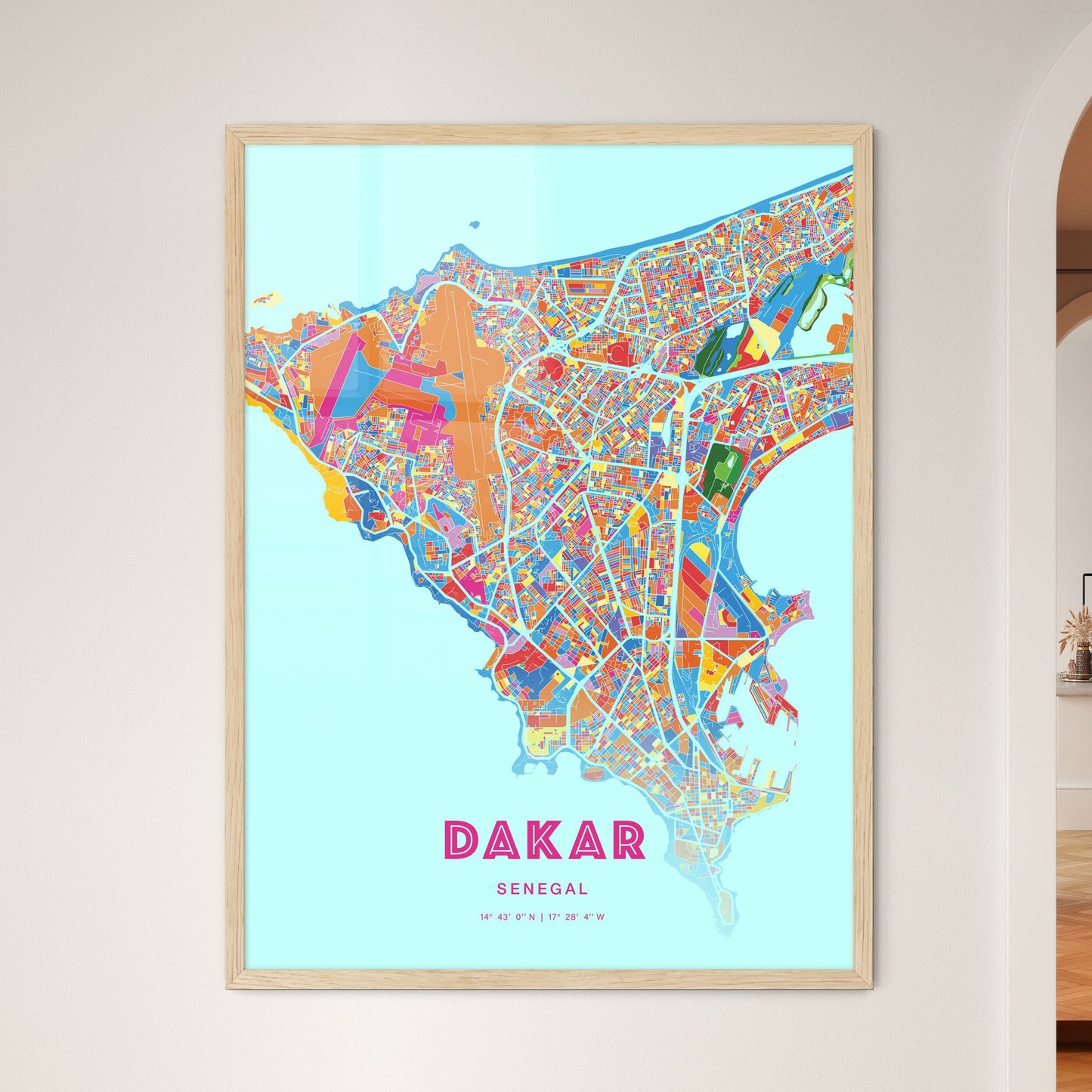 Colorful Dakar Senegal Fine Art Map Crazy Colors