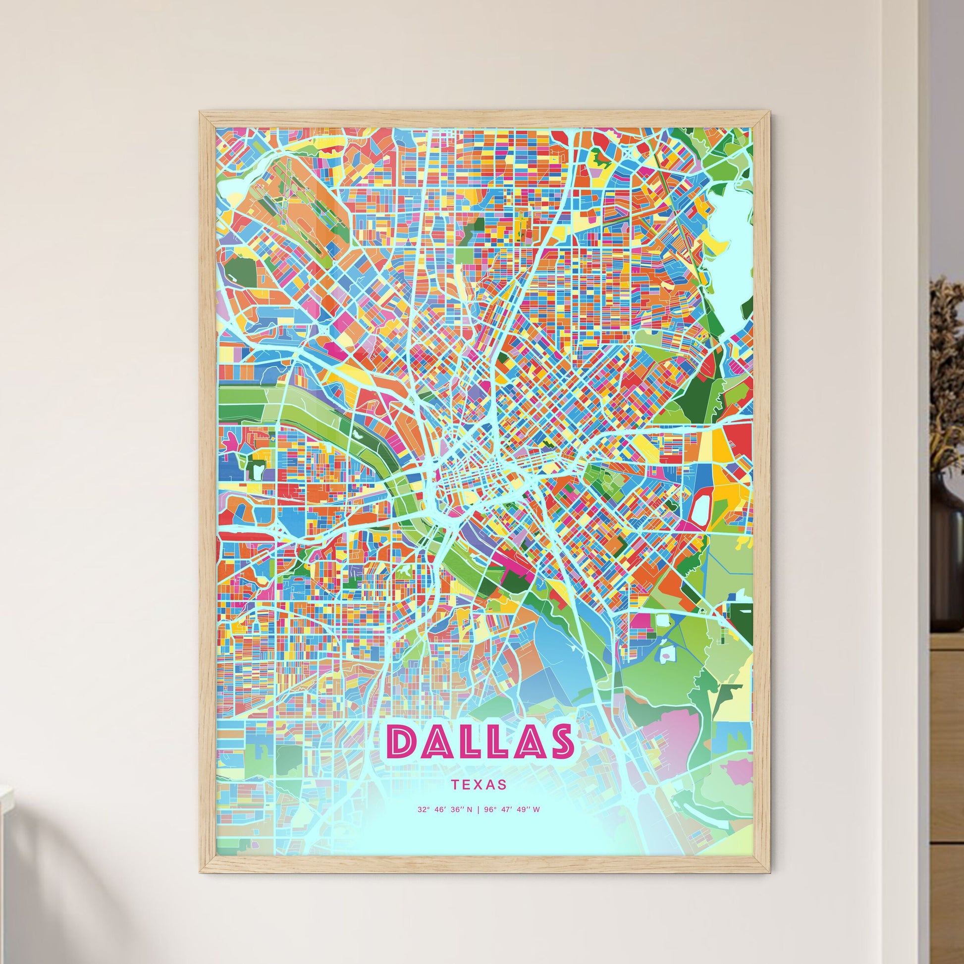 Colorful Dallas Texas Fine Art Map Crazy Colors