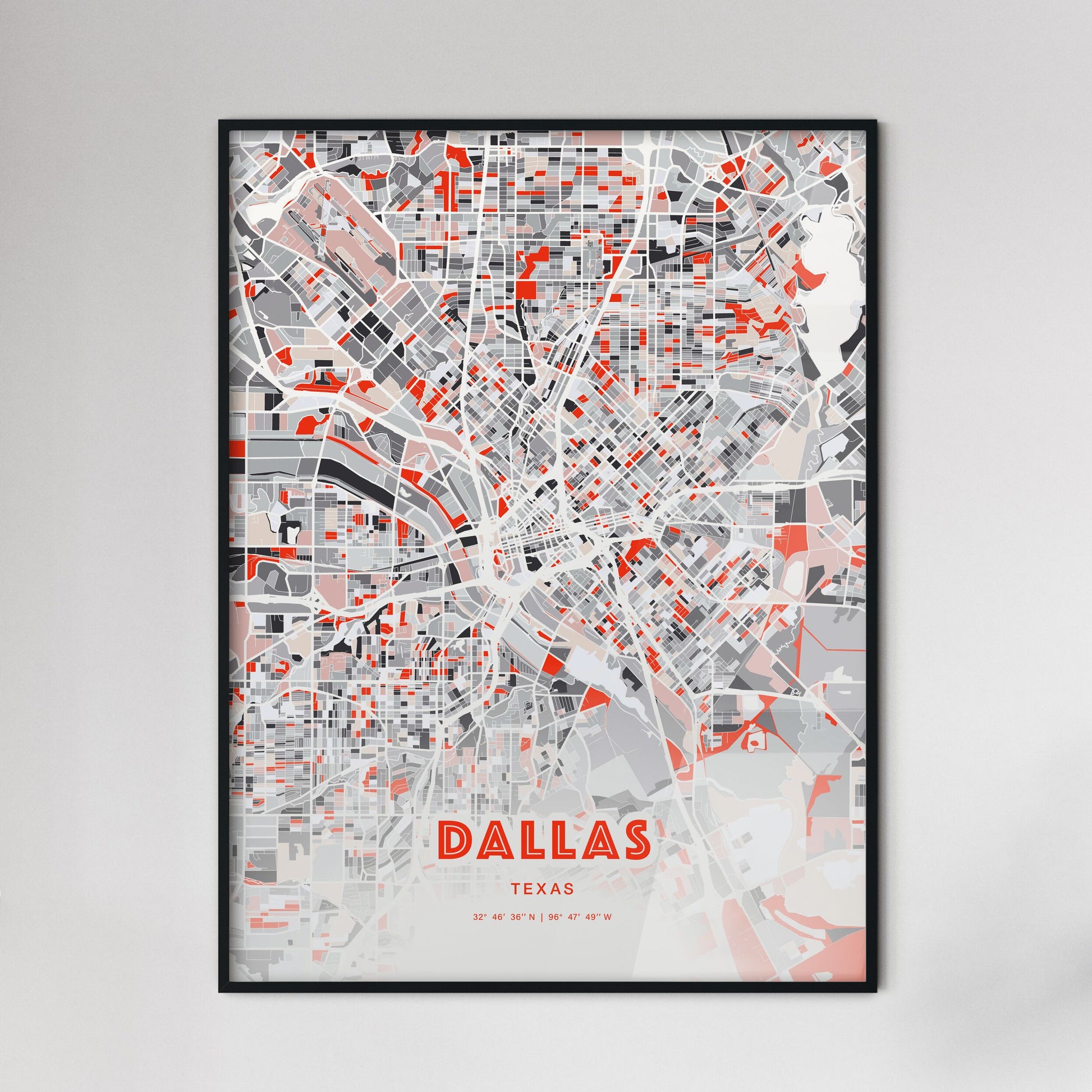 Colorful Dallas Texas Fine Art Map Modern Expressive