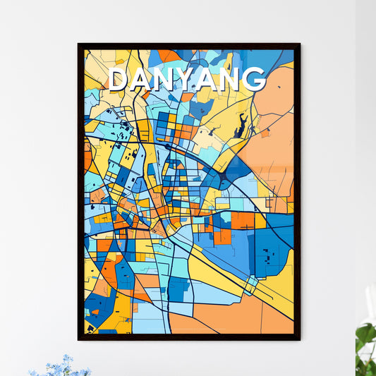 DANYANG CHINA Vibrant Colorful Art Map Poster Blue Orange