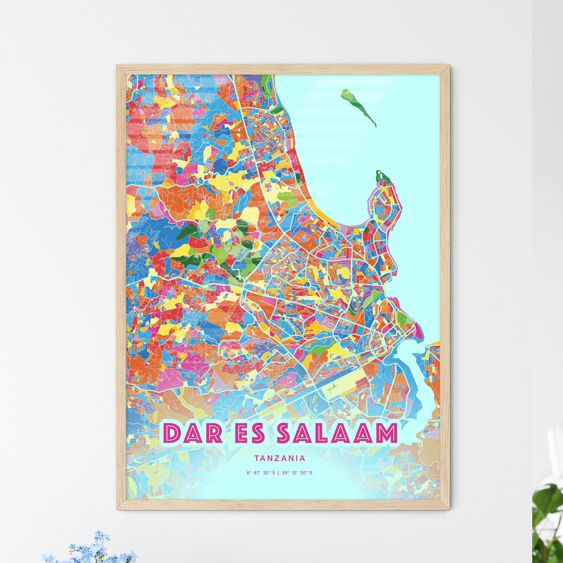 Colorful Dar Es Salaam Tanzania Fine Art Map Crazy Colors