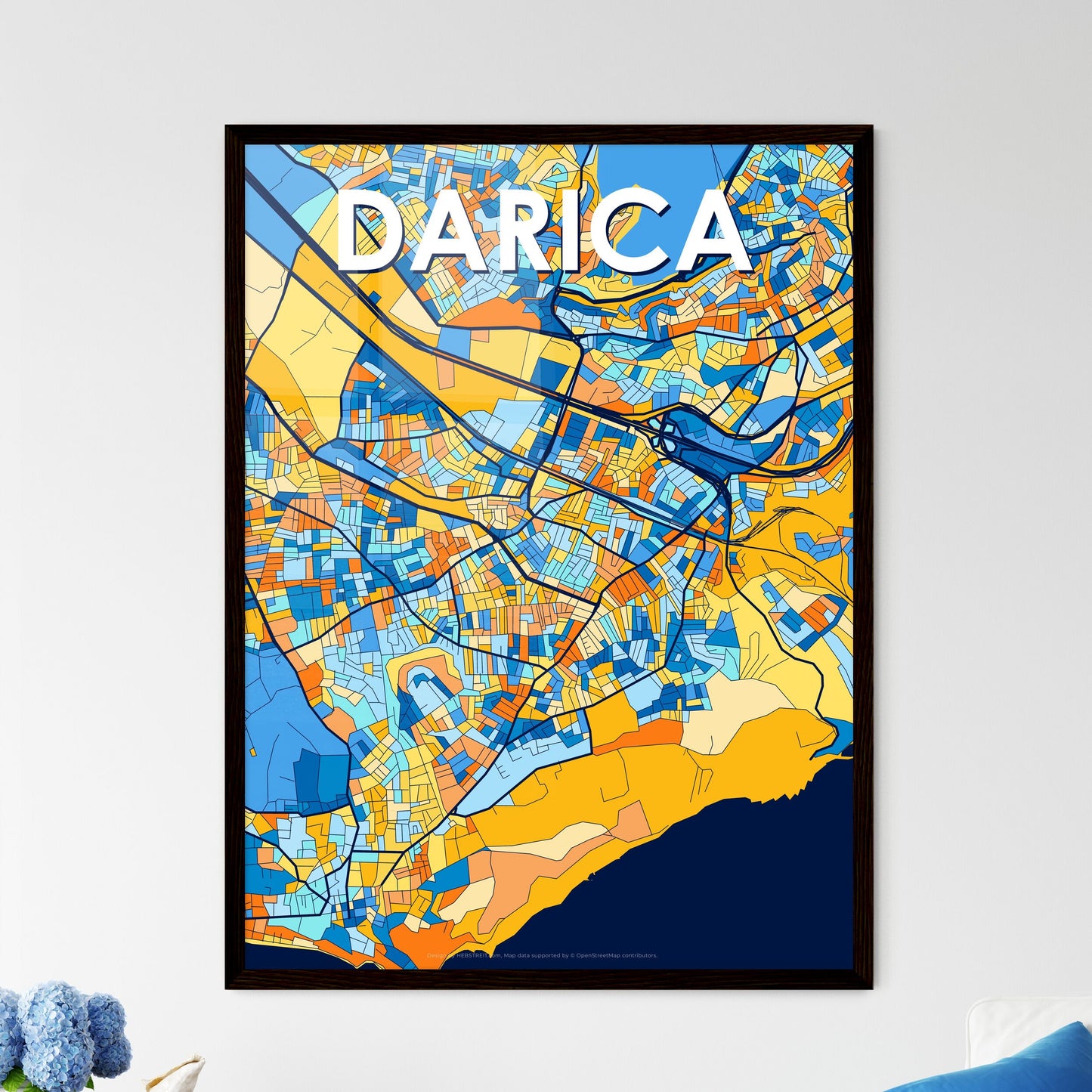 DARICA TURKEY Vibrant Colorful Art Map Poster Blue Orange