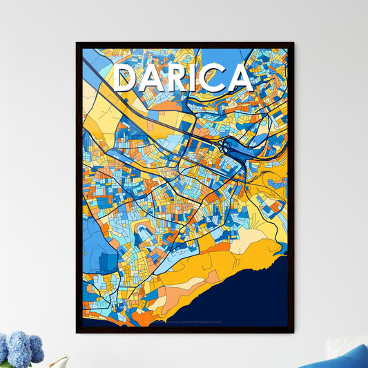 DARICA TURKEY Vibrant Colorful Art Map Poster Blue Orange