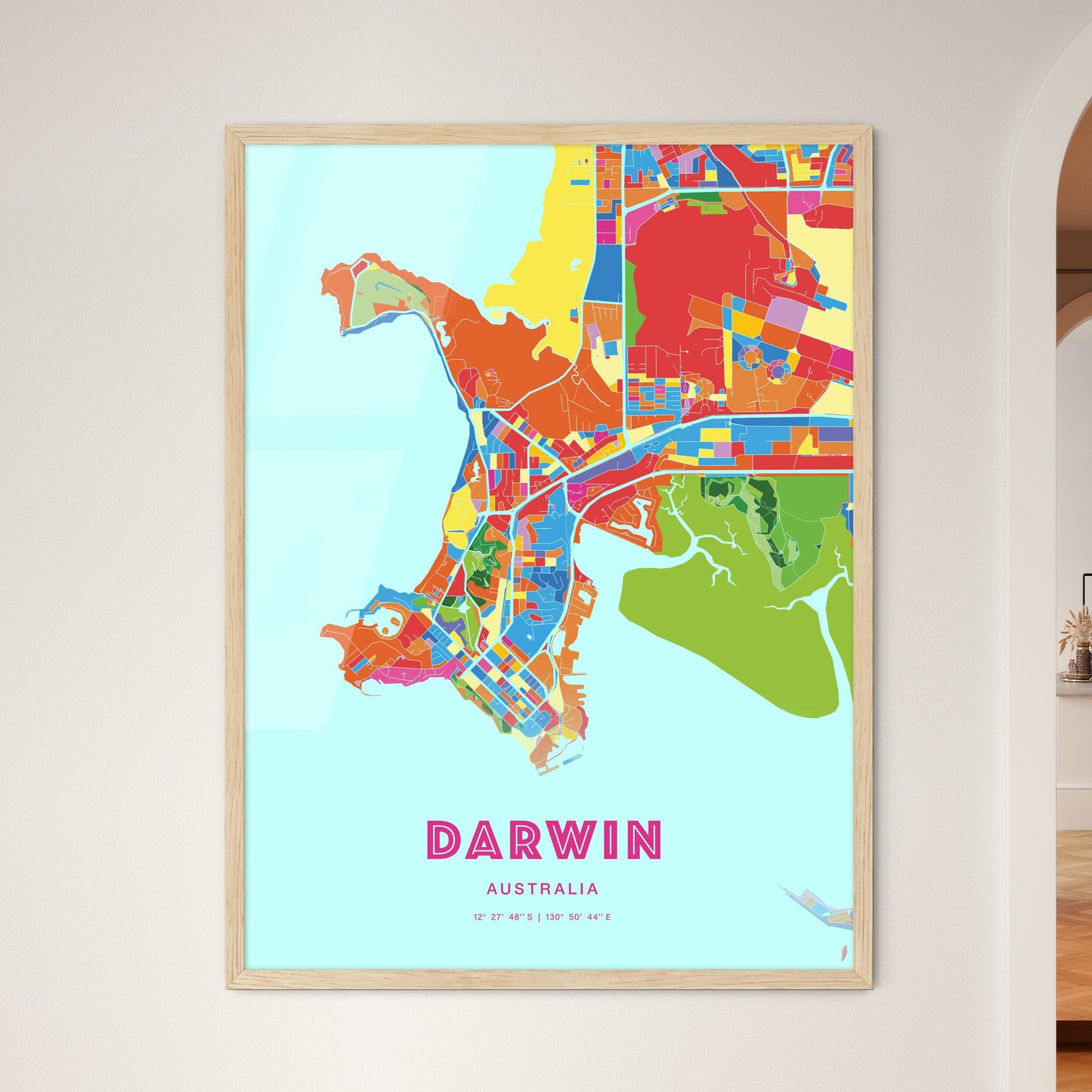 Colorful Darwin Australia Fine Art Map Crazy Colors