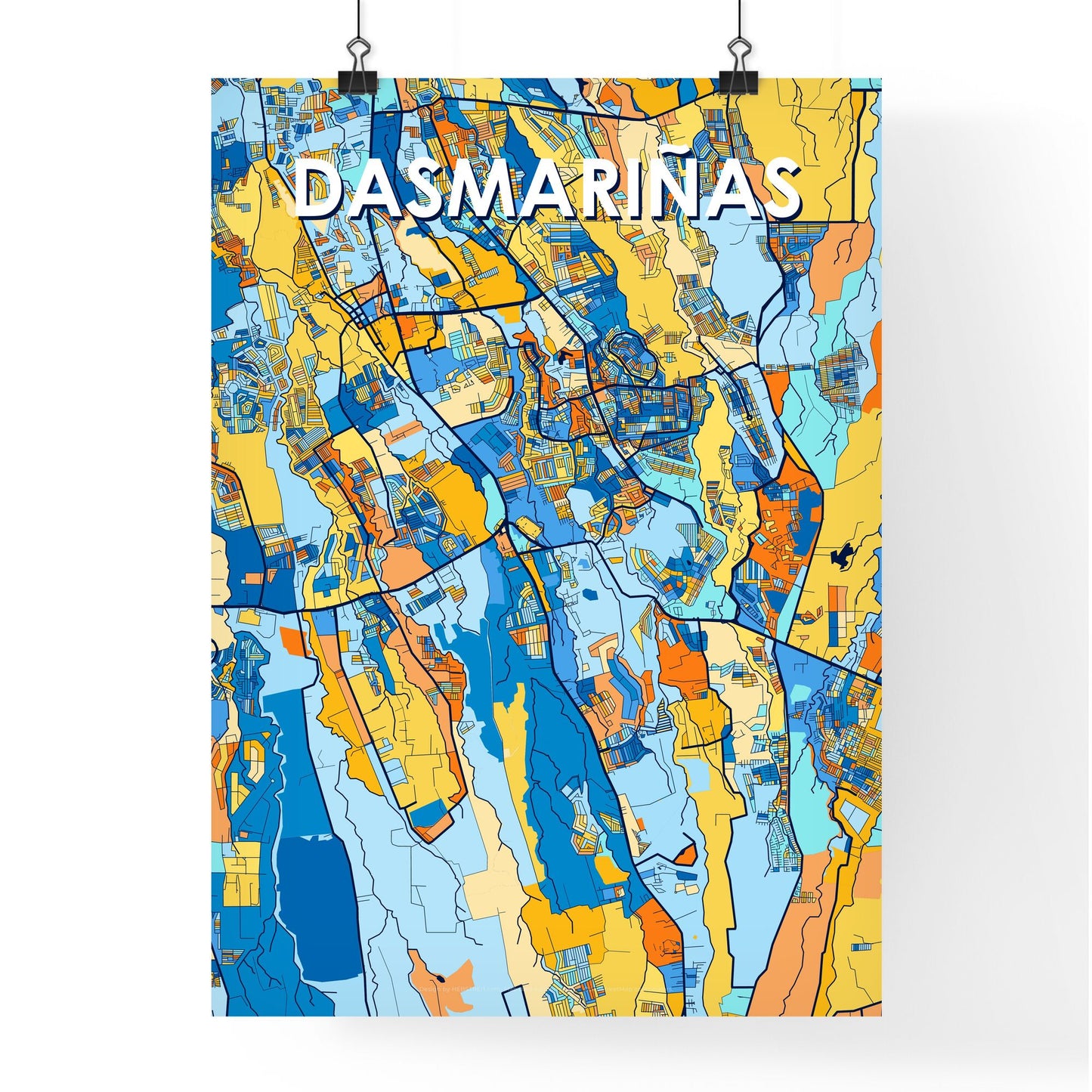 DASMARIÑAS PHILIPPINES Vibrant Colorful Art Map Poster Blue Orange