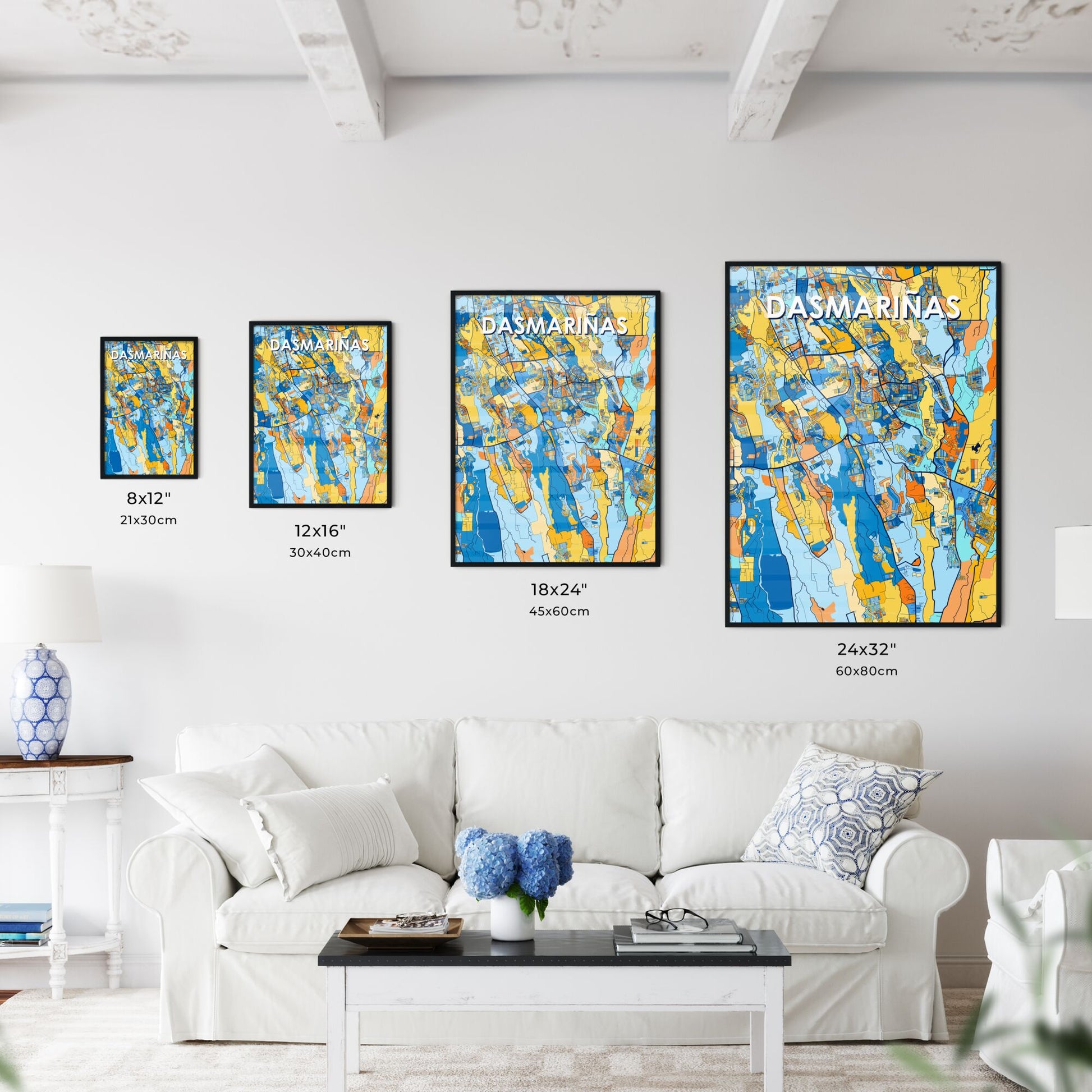 DASMARIÑAS PHILIPPINES Vibrant Colorful Art Map Poster Blue Orange