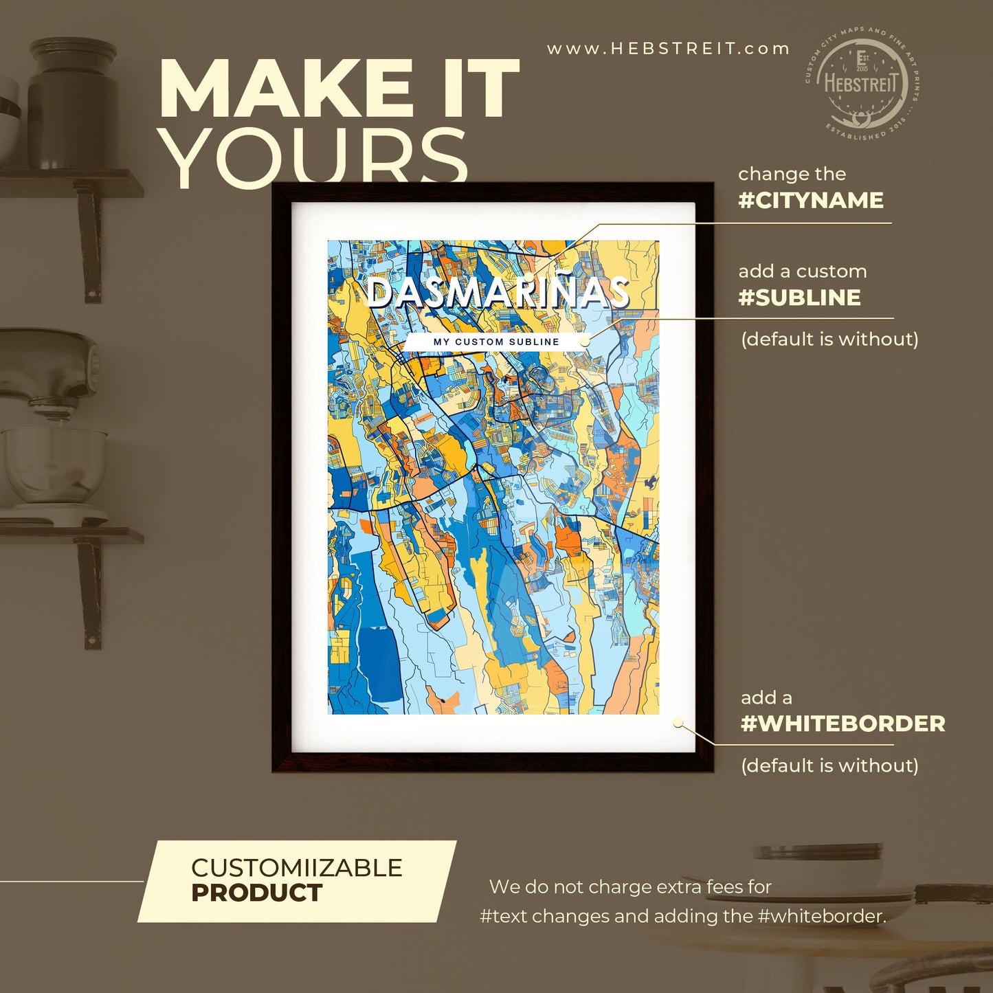 DASMARIÑAS PHILIPPINES Vibrant Colorful Art Map Poster Blue Orange