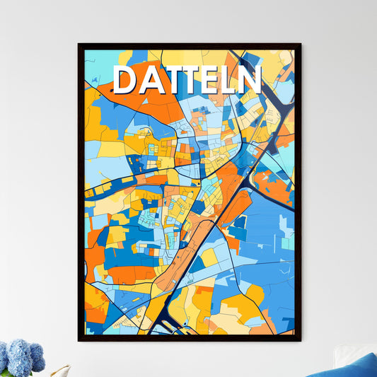 DATTELN GERMANY Vibrant Colorful Art Map Poster Blue Orange